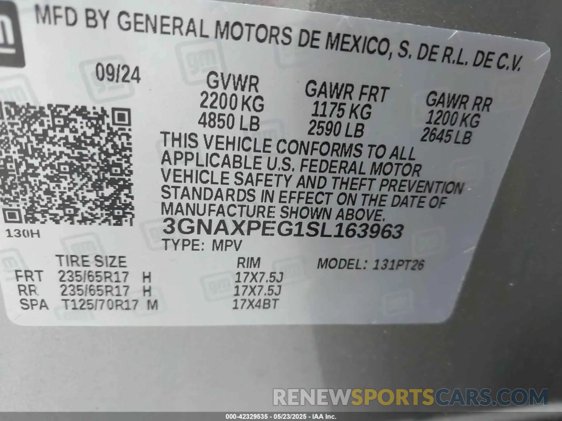 9 Фотография поврежденного автомобиля 3GNAXPEG1SL163963 CHEVROLET EQUINOX 2025