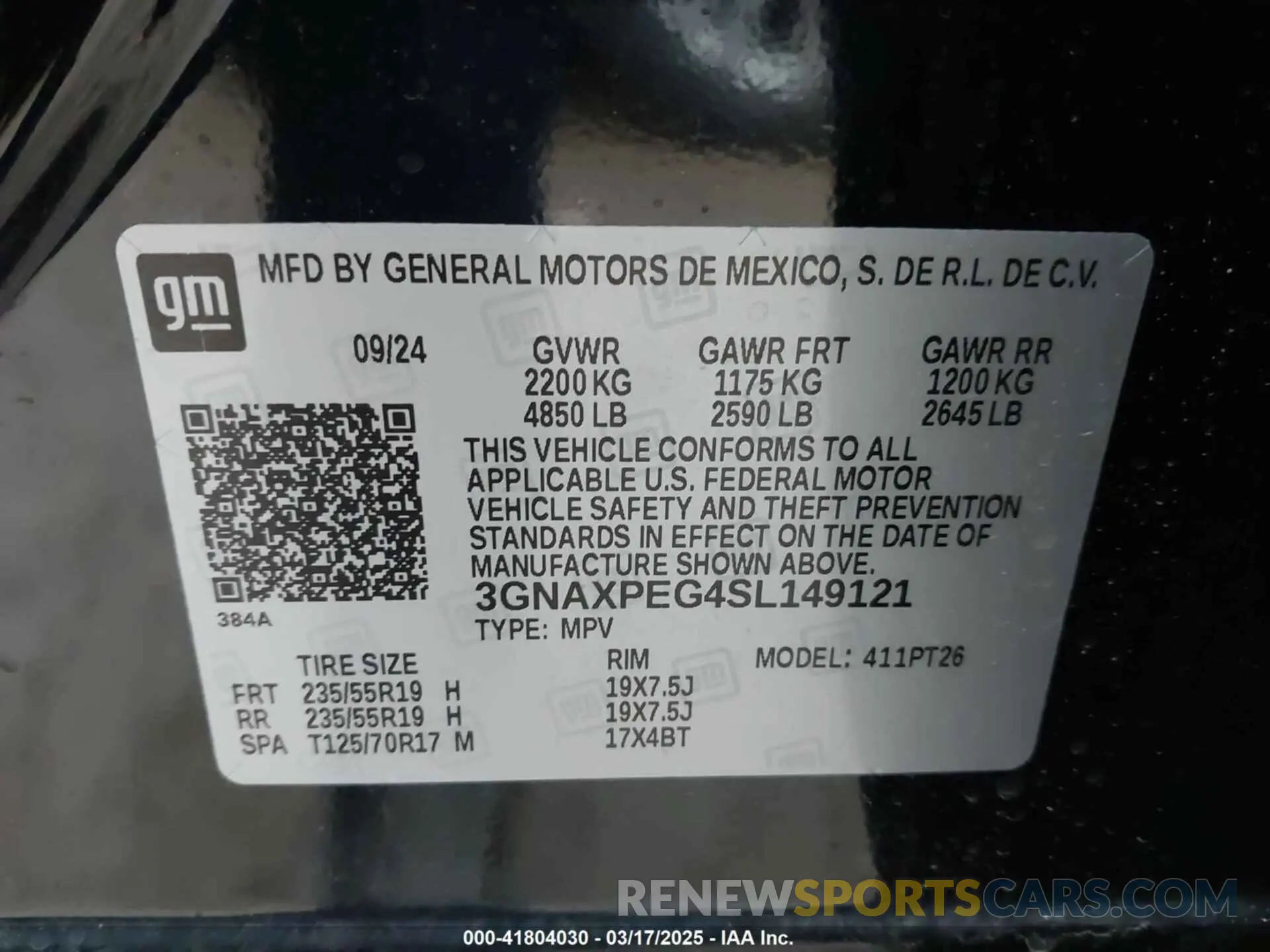 9 Фотография поврежденного автомобиля 3GNAXPEG4SL149121 CHEVROLET EQUINOX 2025