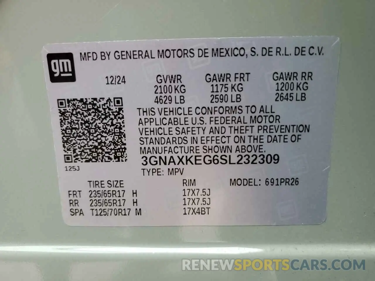 13 Photograph of a damaged car 3GNAXKEG6SL232309 CHEVROLET EQUINOX AC 2025