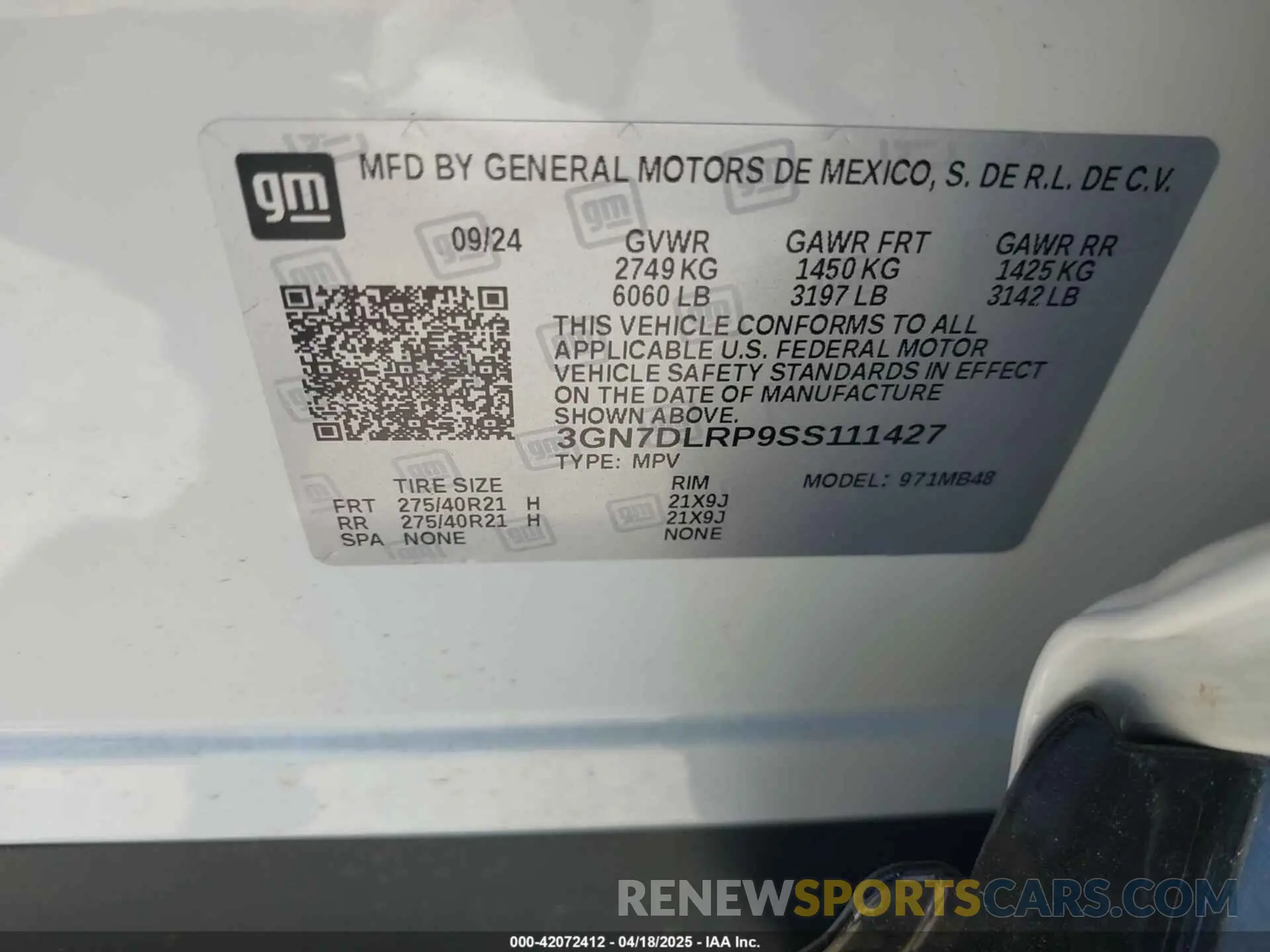 9 Photograph of a damaged car 3GN7DLRP9SS111427 CHEVROLET EQUINOX EV 2025