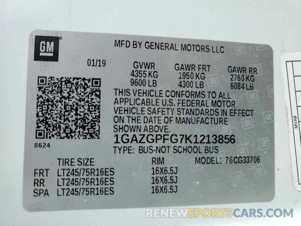 13 Фотография поврежденного автомобиля 1GAZGPFG7K1213856 CHEVROLET EXPRESS 2019