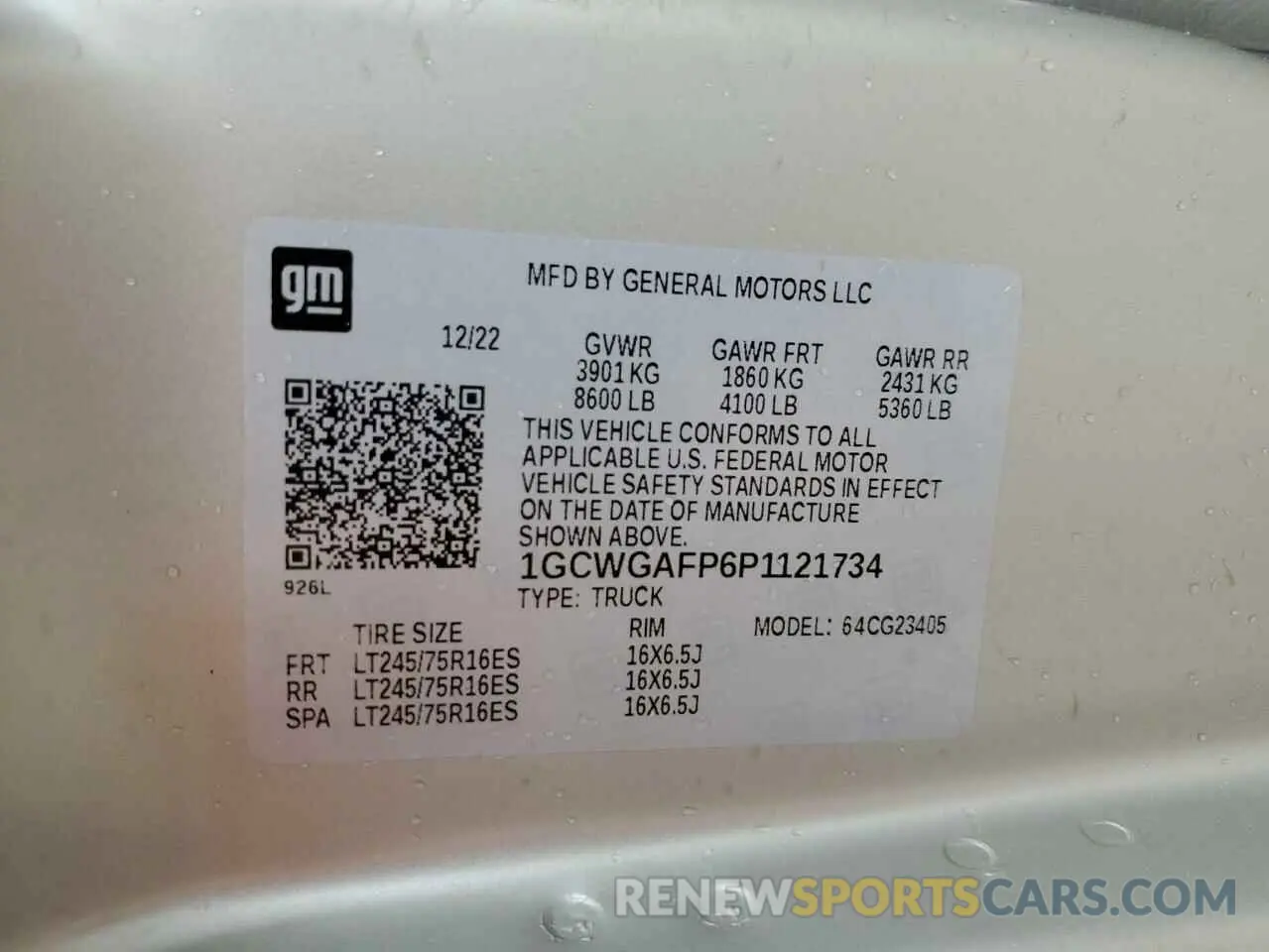 13 Photograph of a damaged car 1GCWGAFP6P1121734 CHEVROLET EXPRESS 2023