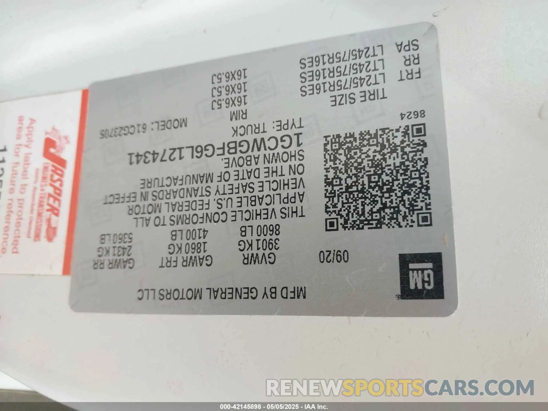 9 Фотография поврежденного автомобиля 1GCWGBFG6L1274341 CHEVROLET EXPRESS CARGO 2020