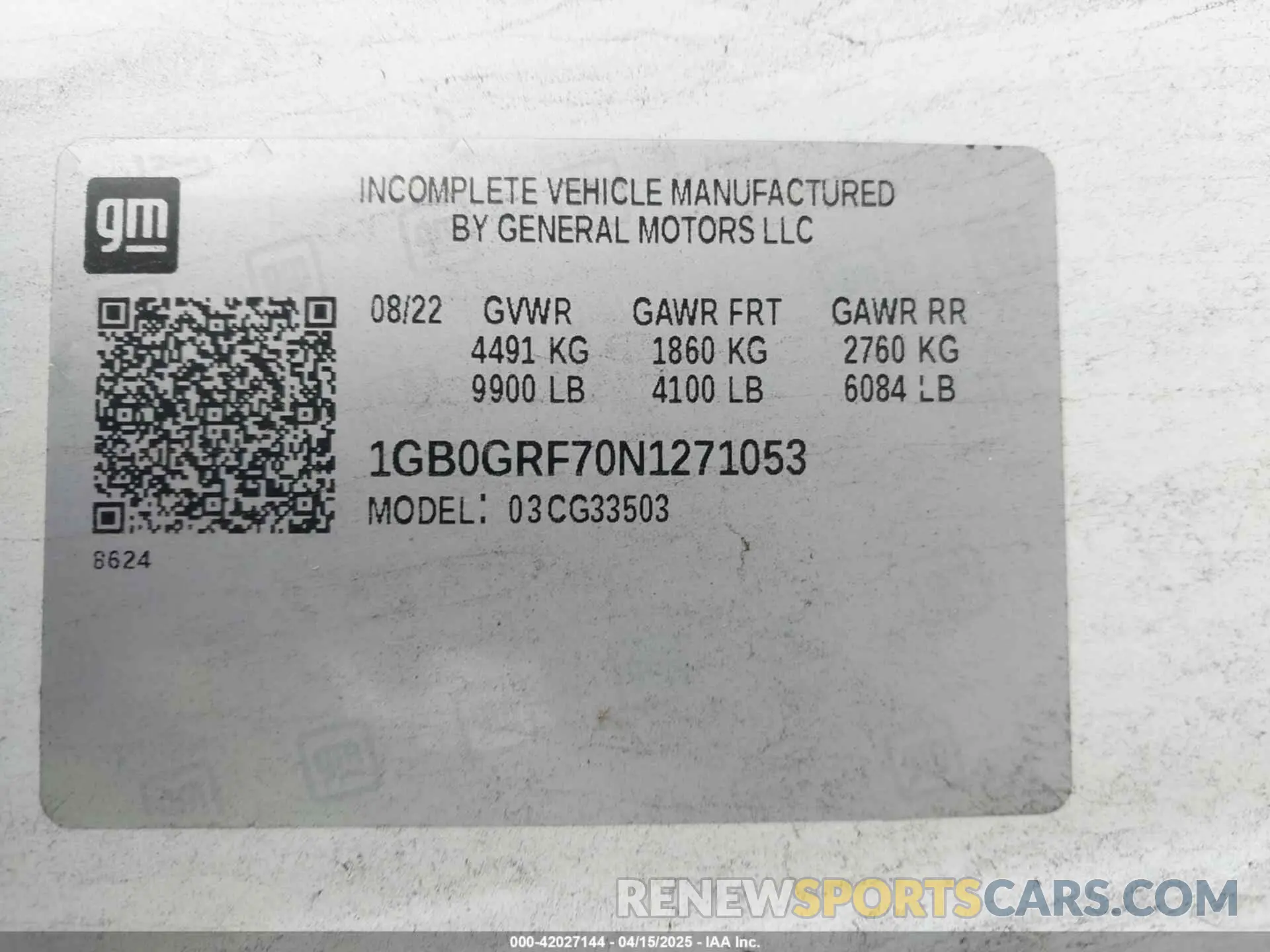 9 Photograph of a damaged car 1GB0GRF70N1271053 CHEVROLET EXPRESS CUTAWAY 2022