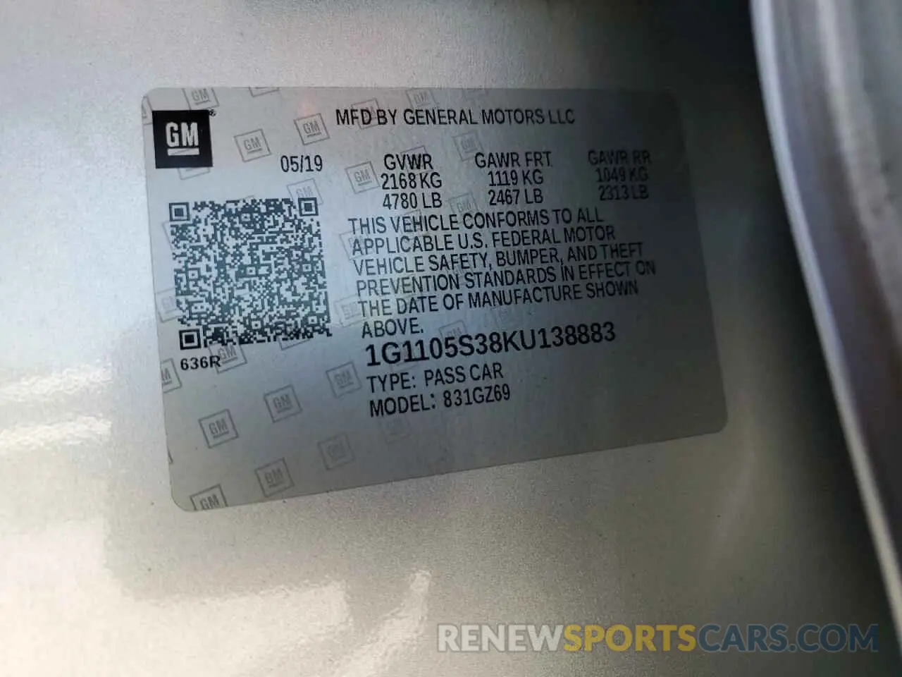 14 Photograph of a damaged car 1G1105S38KU138883 CHEVROLET IMPALA 2019