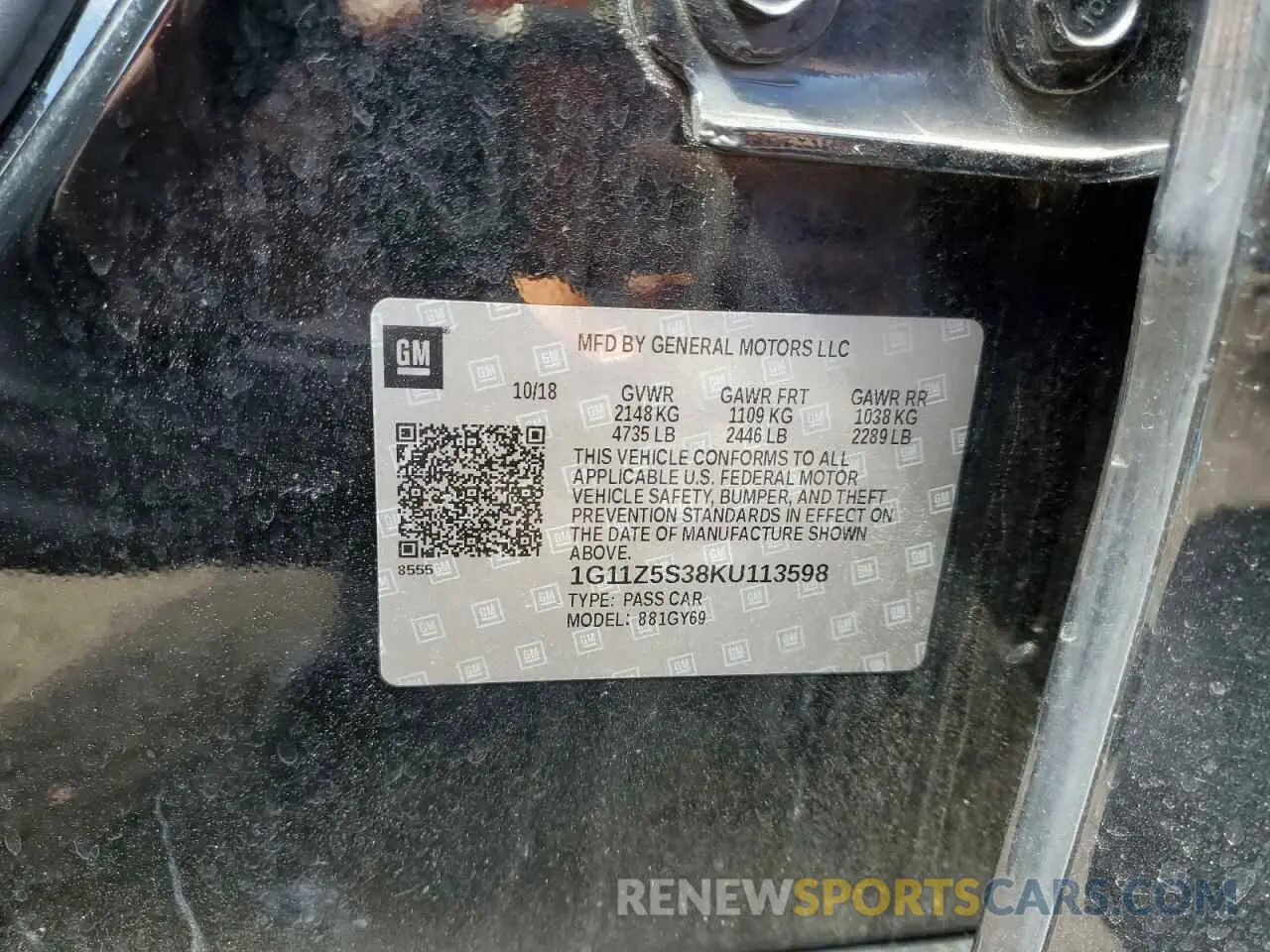 14 Photograph of a damaged car 1G11Z5S38KU113598 CHEVROLET IMPALA 2019