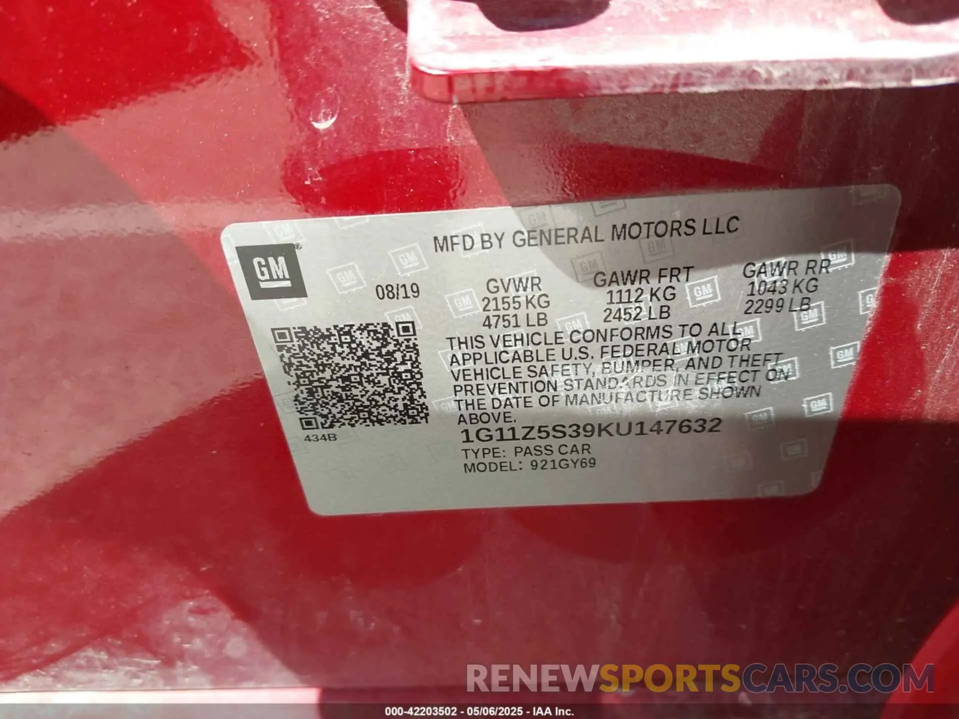9 Photograph of a damaged car 1G11Z5S39KU147632 CHEVROLET IMPALA 2019