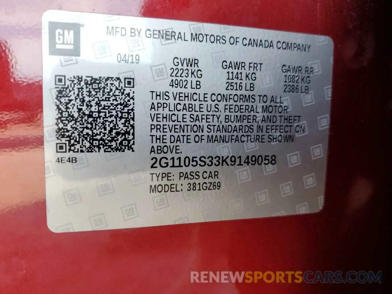 13 Фотография поврежденного автомобиля 2G1105S33K9149058 CHEVROLET IMPALA 2019