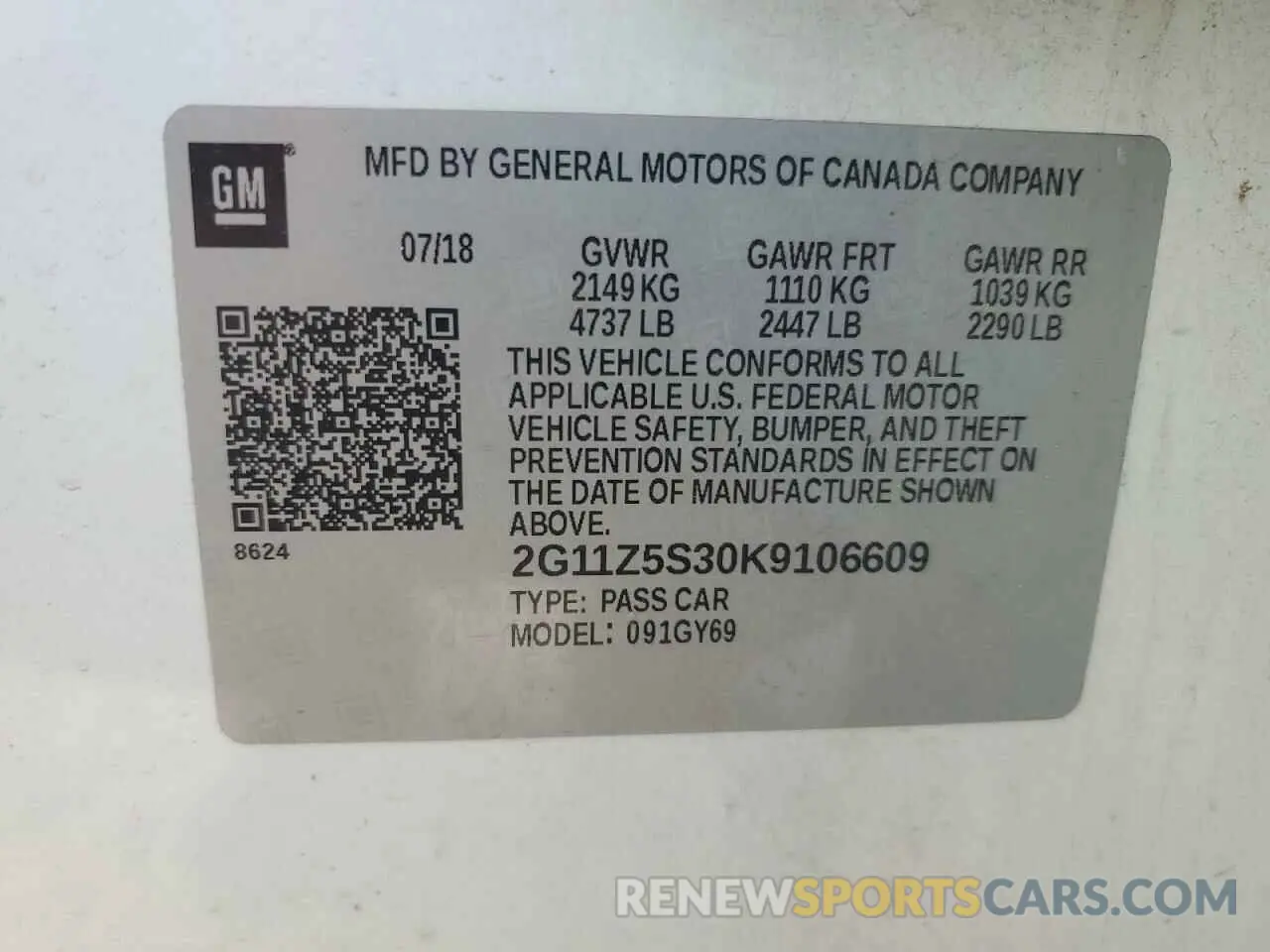 13 Фотография поврежденного автомобиля 2G11Z5S30K9106609 CHEVROLET IMPALA 2019