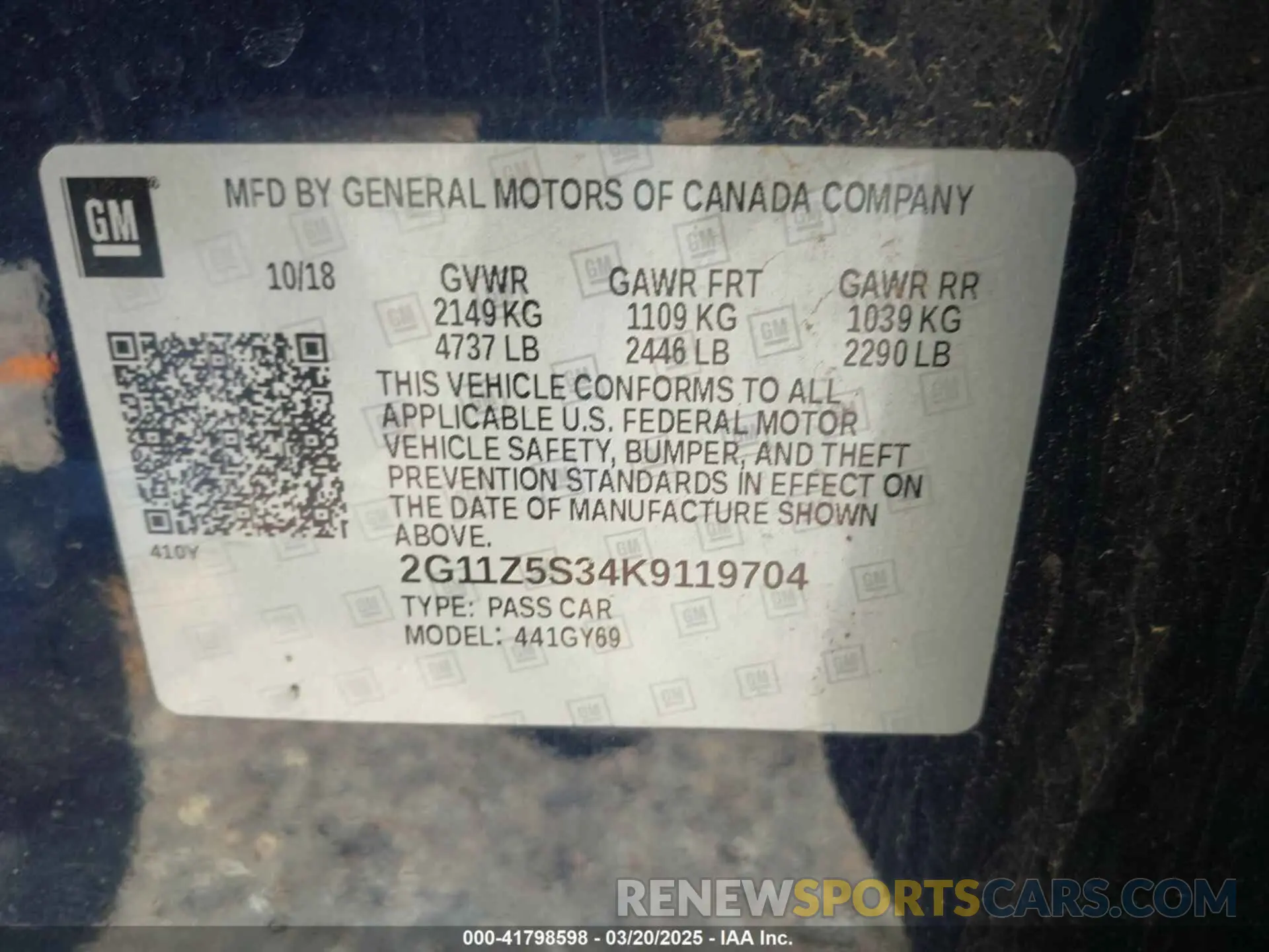 9 Photograph of a damaged car 2G11Z5S34K9119704 CHEVROLET IMPALA 2019