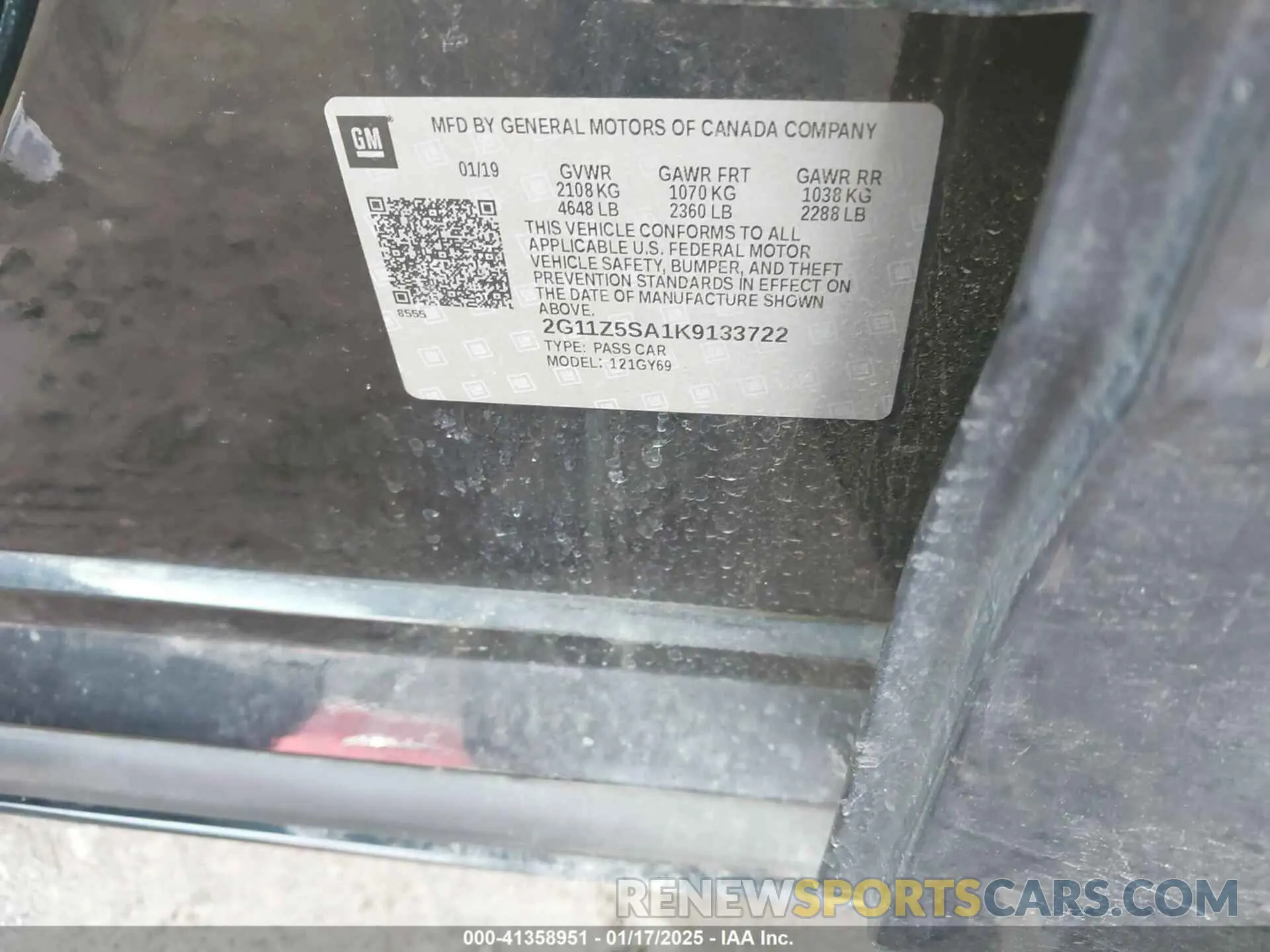 9 Фотография поврежденного автомобиля 2G11Z5SA1K9133722 CHEVROLET IMPALA 2019