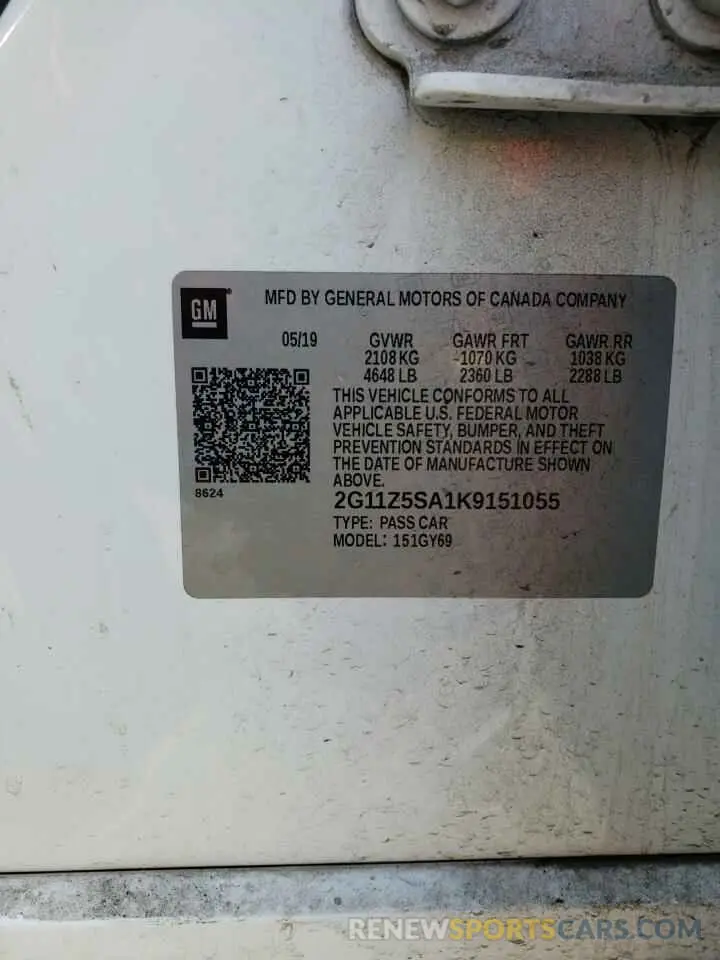 13 Фотография поврежденного автомобиля 2G11Z5SA1K9151055 CHEVROLET IMPALA 2019