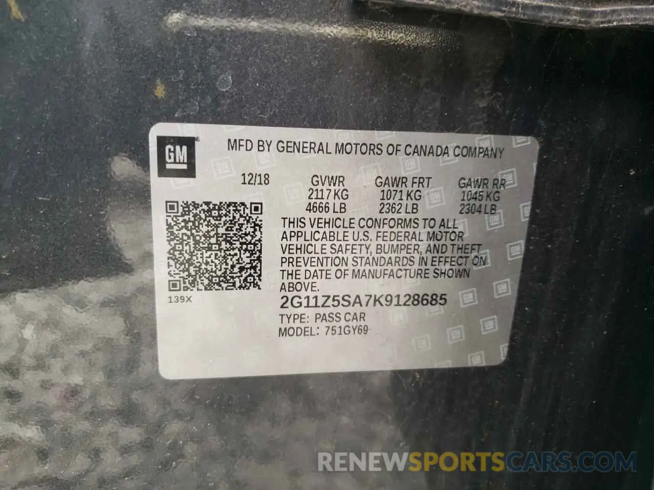 12 Фотография поврежденного автомобиля 2G11Z5SA7K9128685 CHEVROLET IMPALA 2019