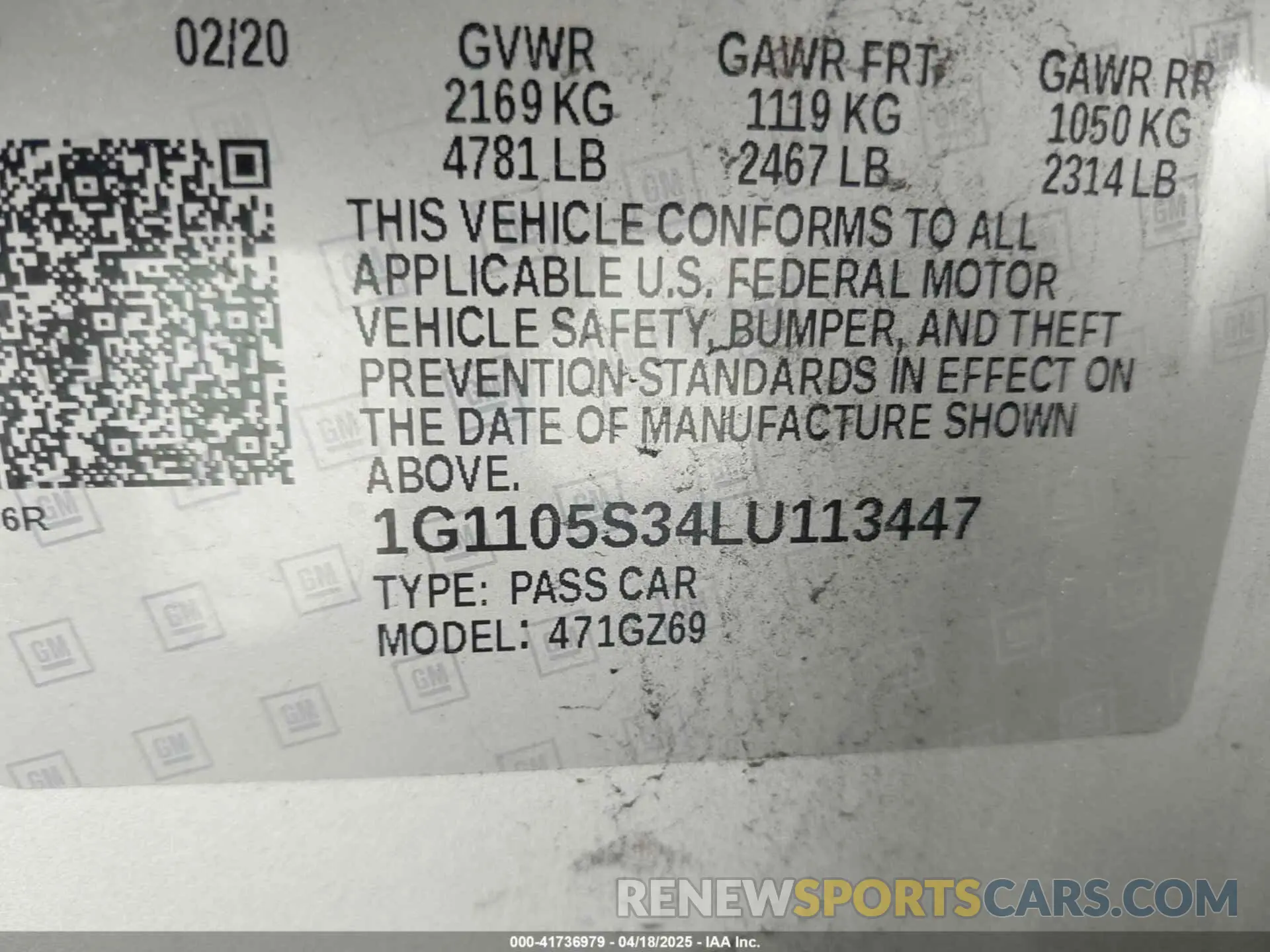 9 Фотография поврежденного автомобиля 1G1105S34LU113447 CHEVROLET IMPALA 2020