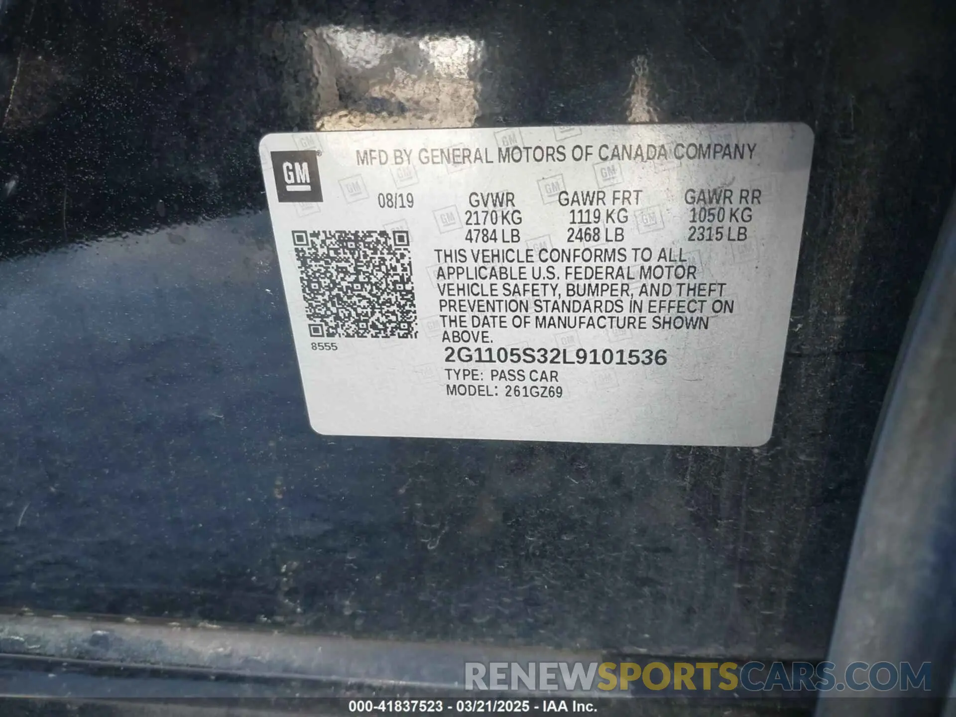 9 Photograph of a damaged car 2G1105S32L9101536 CHEVROLET IMPALA 2020