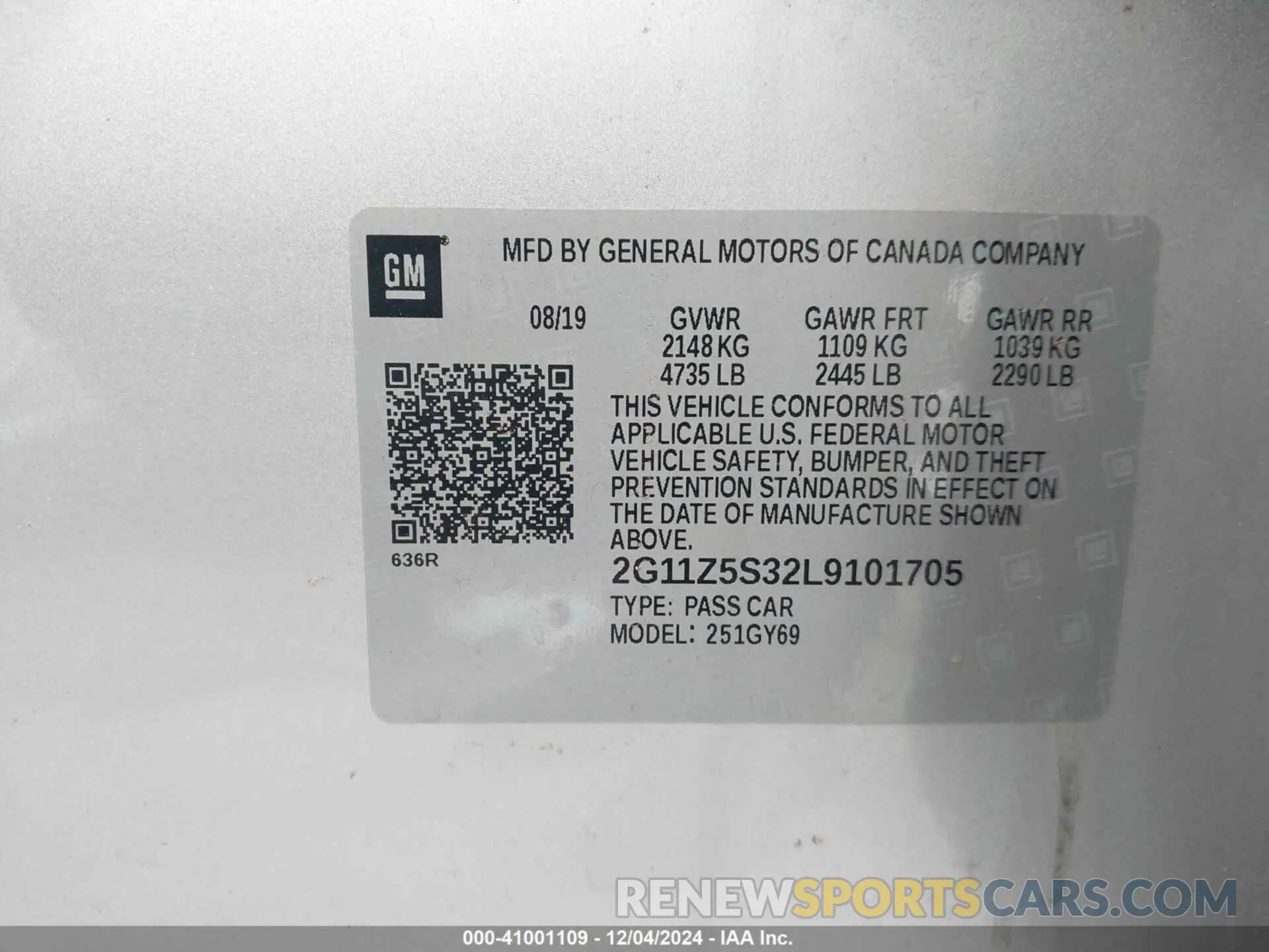 9 Photograph of a damaged car 2G11Z5S32L9101705 CHEVROLET IMPALA 2020