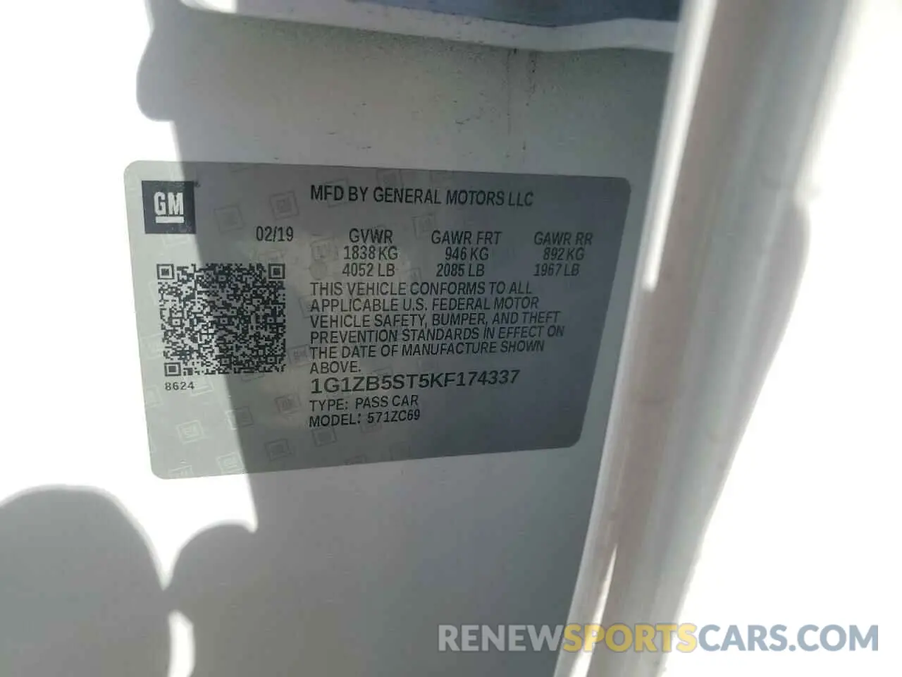12 Фотография поврежденного автомобиля 1G1ZB5ST5KF174337 CHEVROLET MALIBU 2019