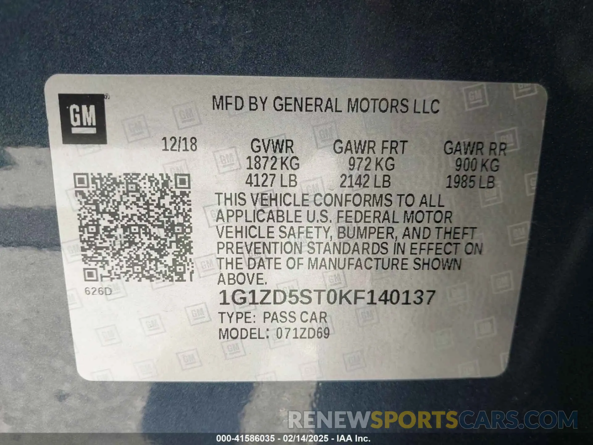 9 Фотография поврежденного автомобиля 1G1ZD5ST0KF140137 CHEVROLET MALIBU 2019