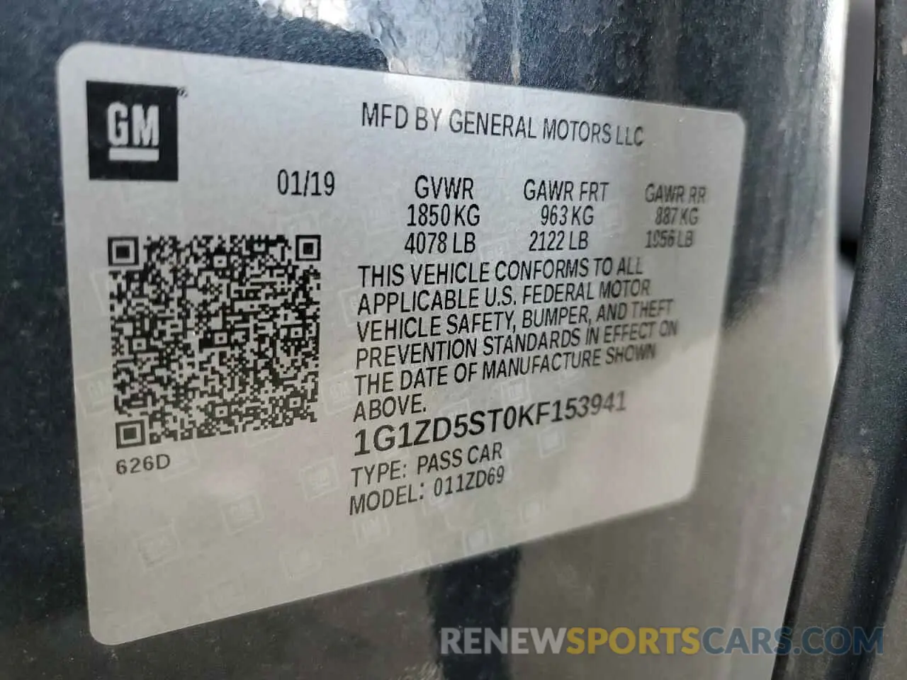 12 Photograph of a damaged car 1G1ZD5ST0KF153941 CHEVROLET MALIBU 2019