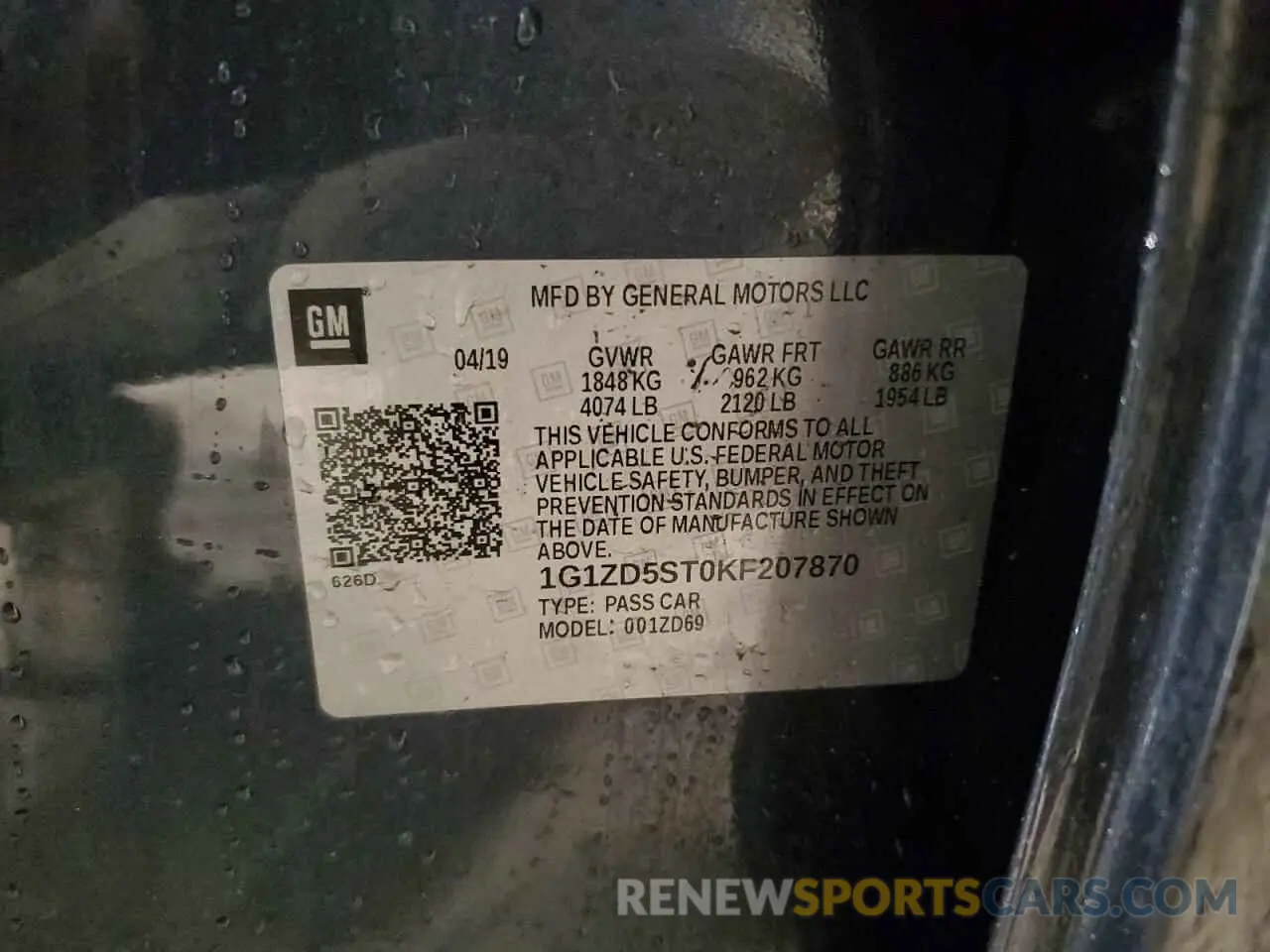 12 Фотография поврежденного автомобиля 1G1ZD5ST0KF207870 CHEVROLET MALIBU 2019