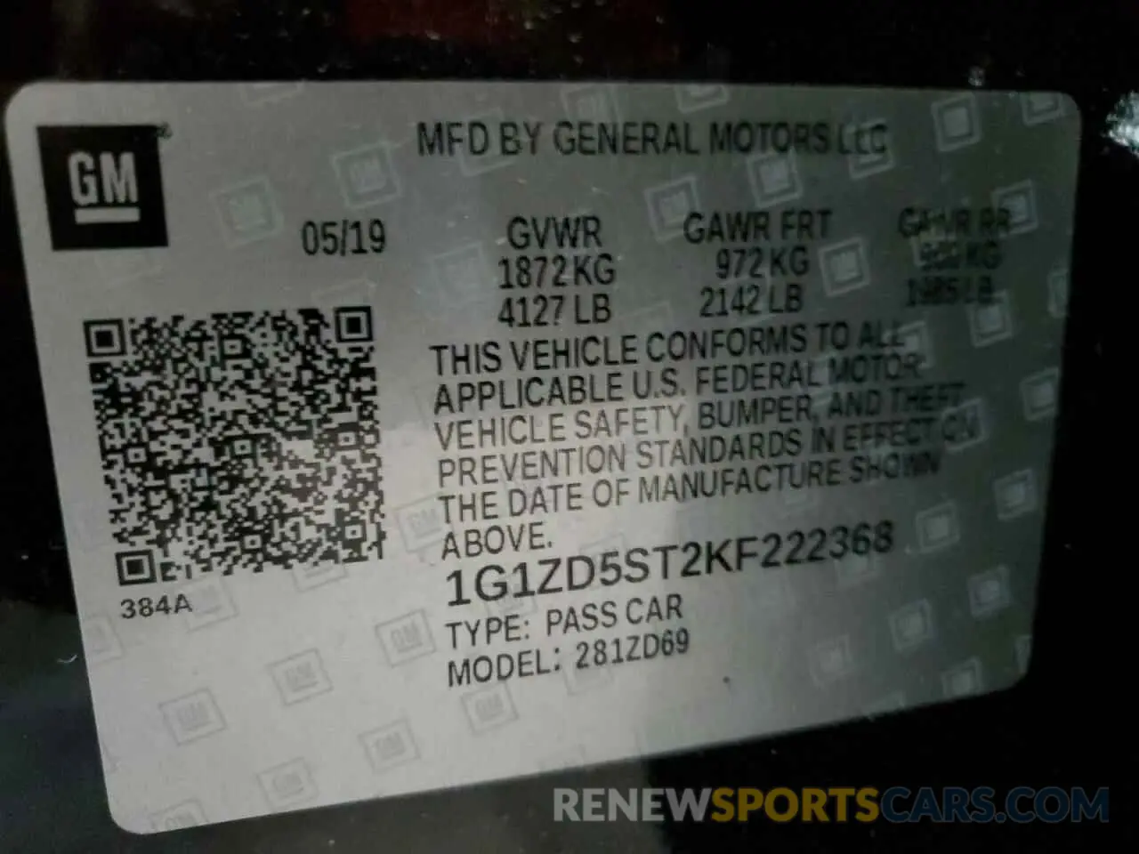 13 Photograph of a damaged car 1G1ZD5ST2KF222368 CHEVROLET MALIBU 2019