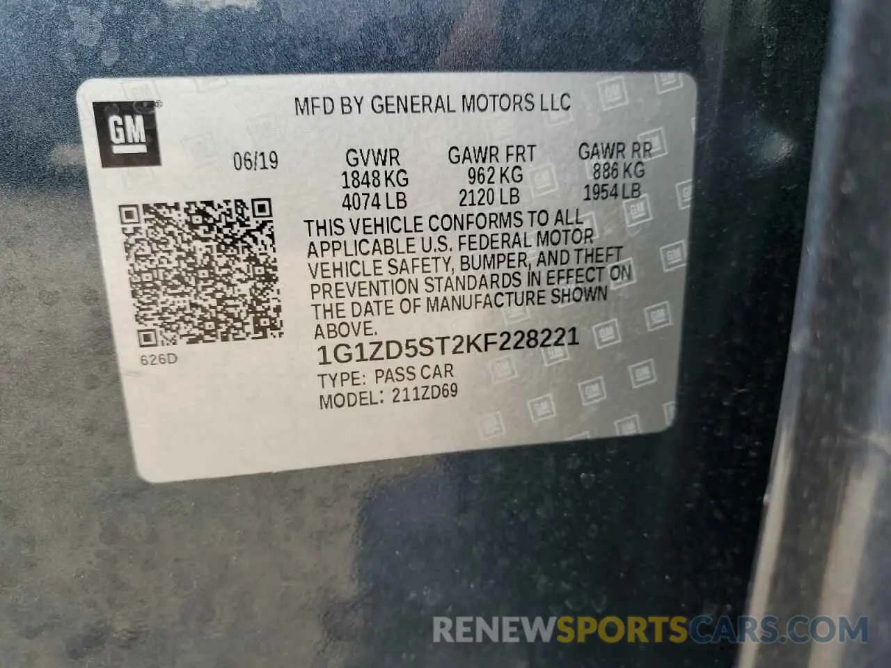 13 Photograph of a damaged car 1G1ZD5ST2KF228221 CHEVROLET MALIBU 2019