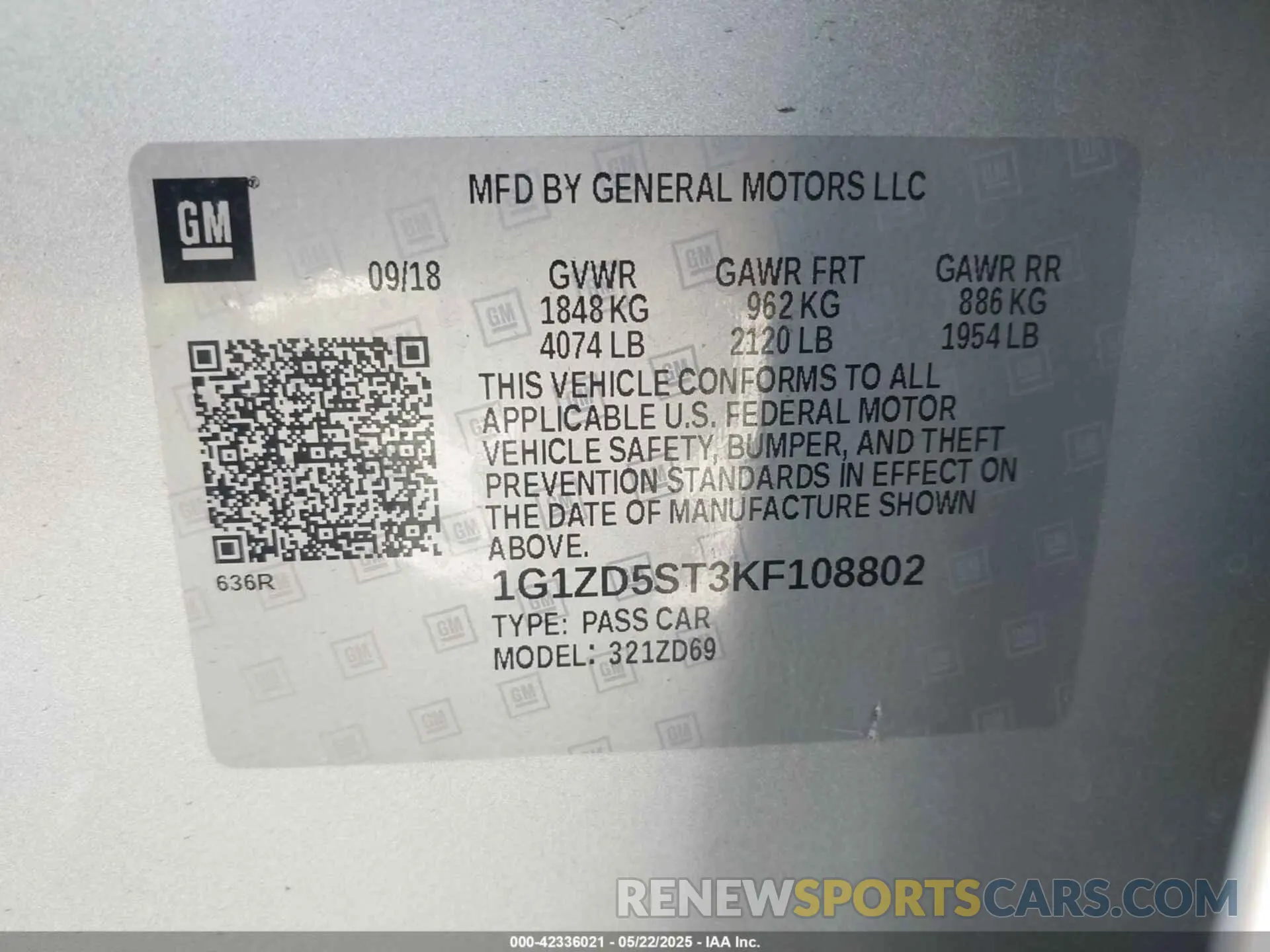9 Фотография поврежденного автомобиля 1G1ZD5ST3KF108802 CHEVROLET MALIBU 2019