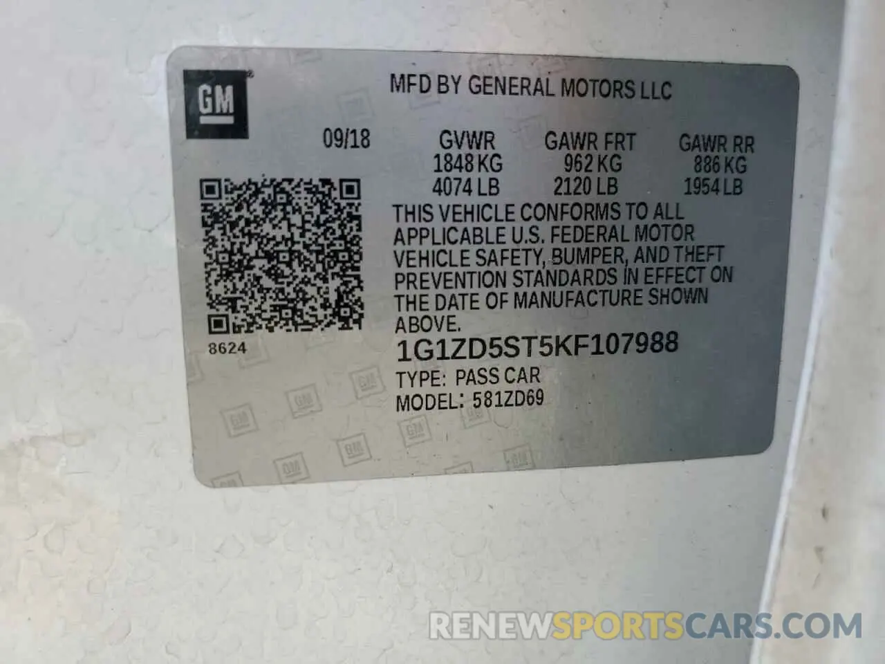 12 Фотография поврежденного автомобиля 1G1ZD5ST5KF107988 CHEVROLET MALIBU 2019