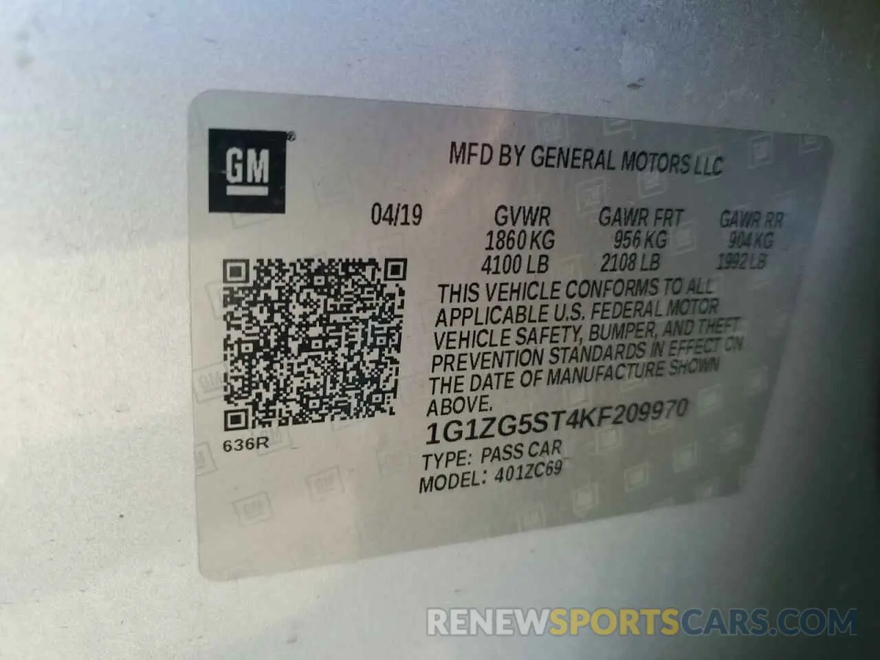 12 Photograph of a damaged car 1G1ZG5ST4KF209970 CHEVROLET MALIBU 2019