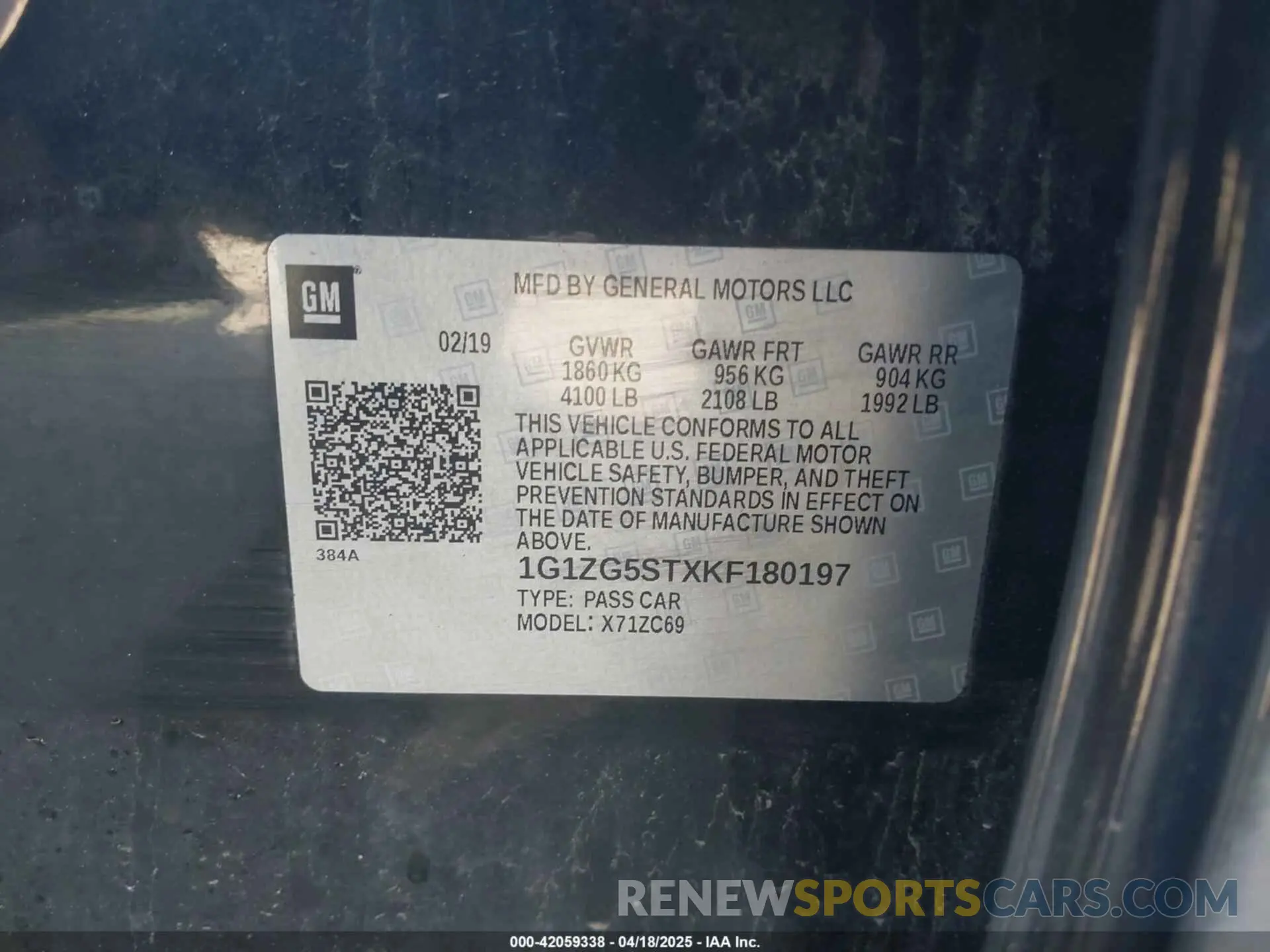 9 Photograph of a damaged car 1G1ZG5STXKF180197 CHEVROLET MALIBU 2019