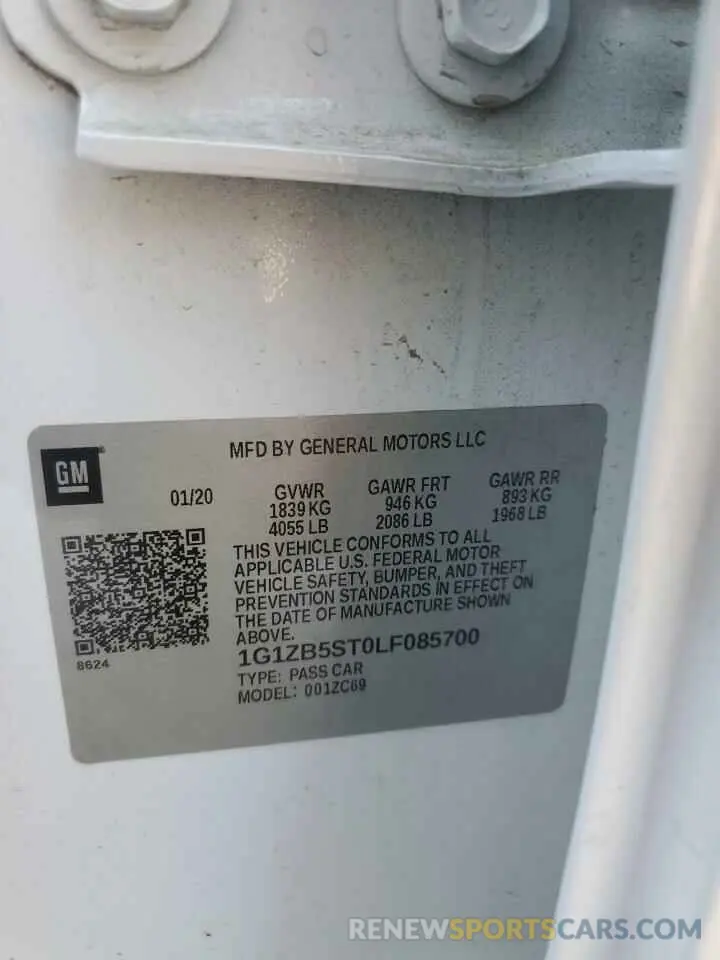 12 Фотография поврежденного автомобиля 1G1ZB5ST0LF085700 CHEVROLET MALIBU 2020
