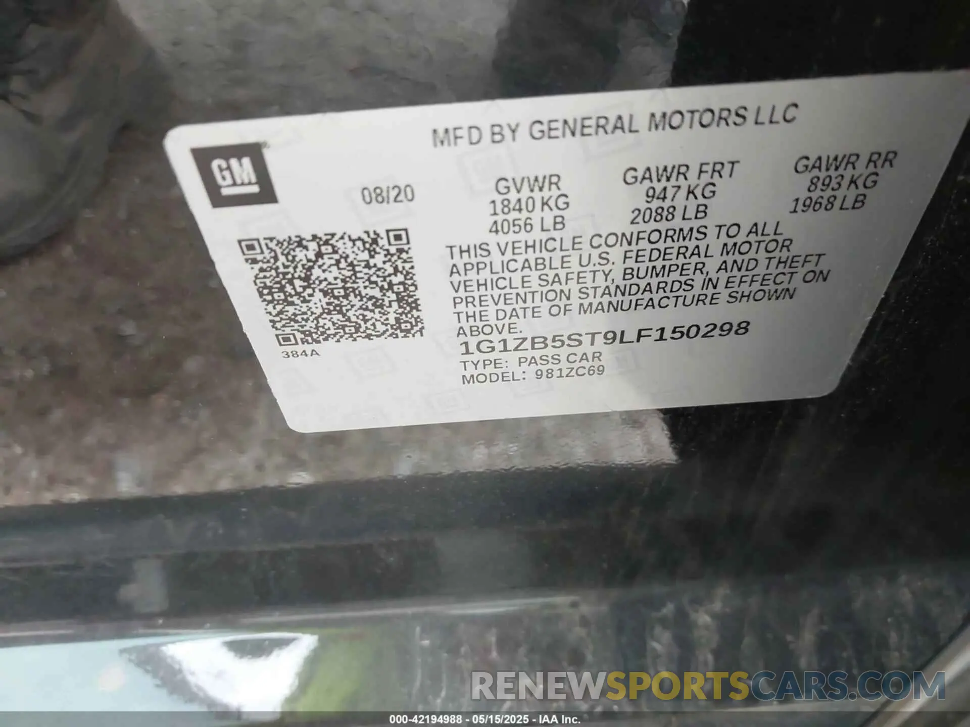 9 Фотография поврежденного автомобиля 1G1ZB5ST9LF150298 CHEVROLET MALIBU 2020
