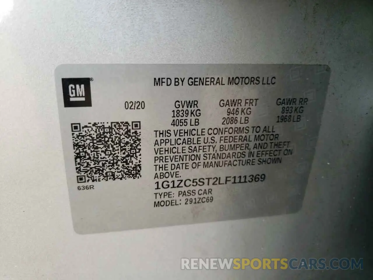 12 Фотография поврежденного автомобиля 1G1ZC5ST2LF111369 CHEVROLET MALIBU 2020