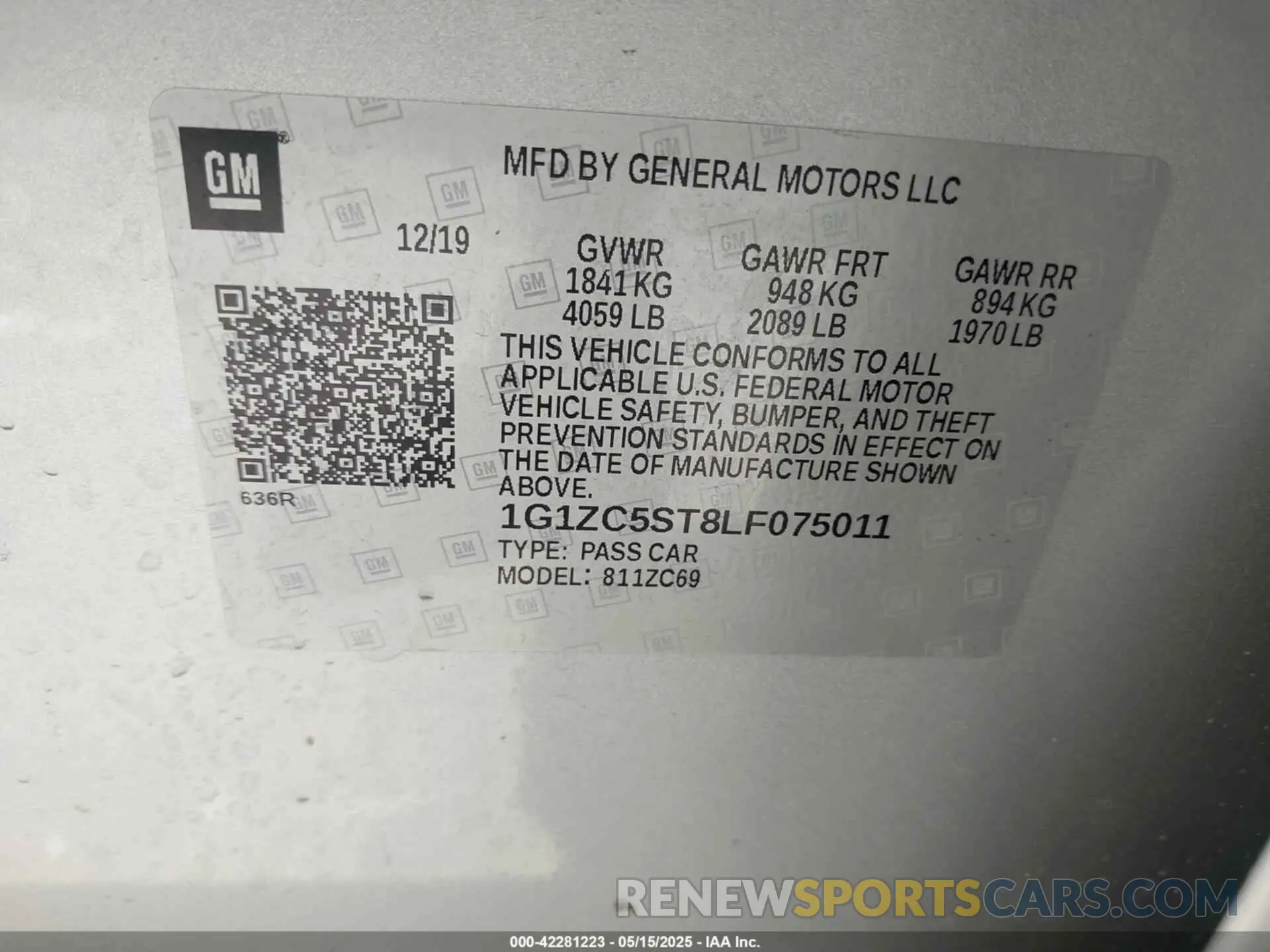 9 Фотография поврежденного автомобиля 1G1ZC5ST8LF075011 CHEVROLET MALIBU 2020