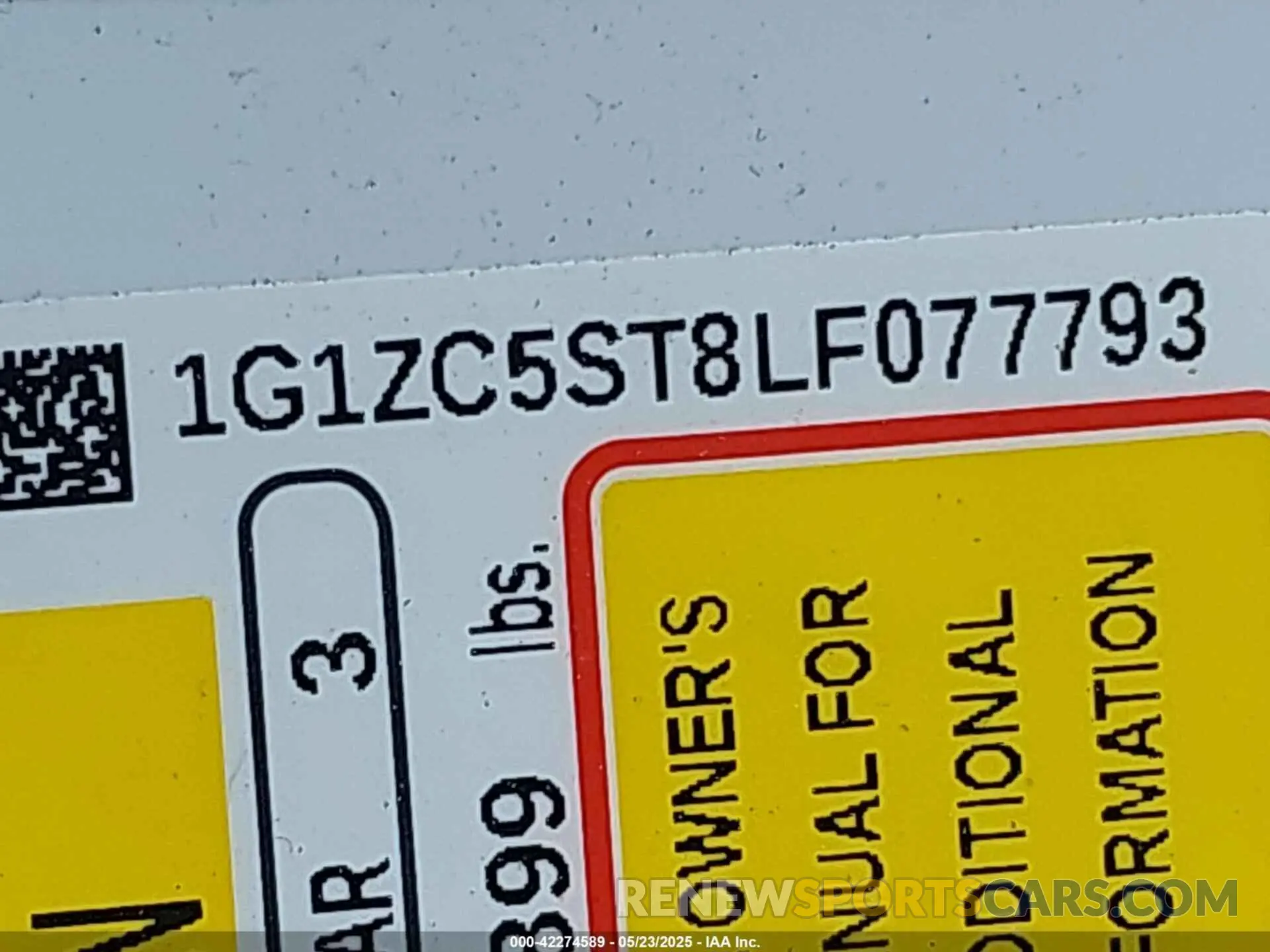 9 Photograph of a damaged car 1G1ZC5ST8LF077793 CHEVROLET MALIBU 2020
