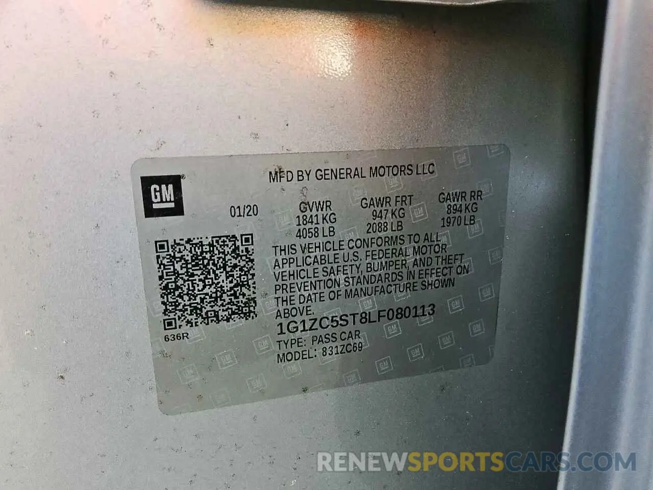 12 Photograph of a damaged car 1G1ZC5ST8LF080113 CHEVROLET MALIBU 2020