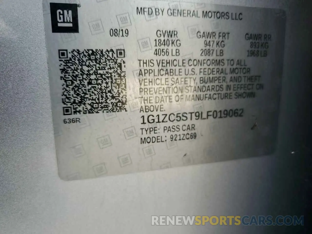 12 Photograph of a damaged car 1G1ZC5ST9LF019062 CHEVROLET MALIBU 2020