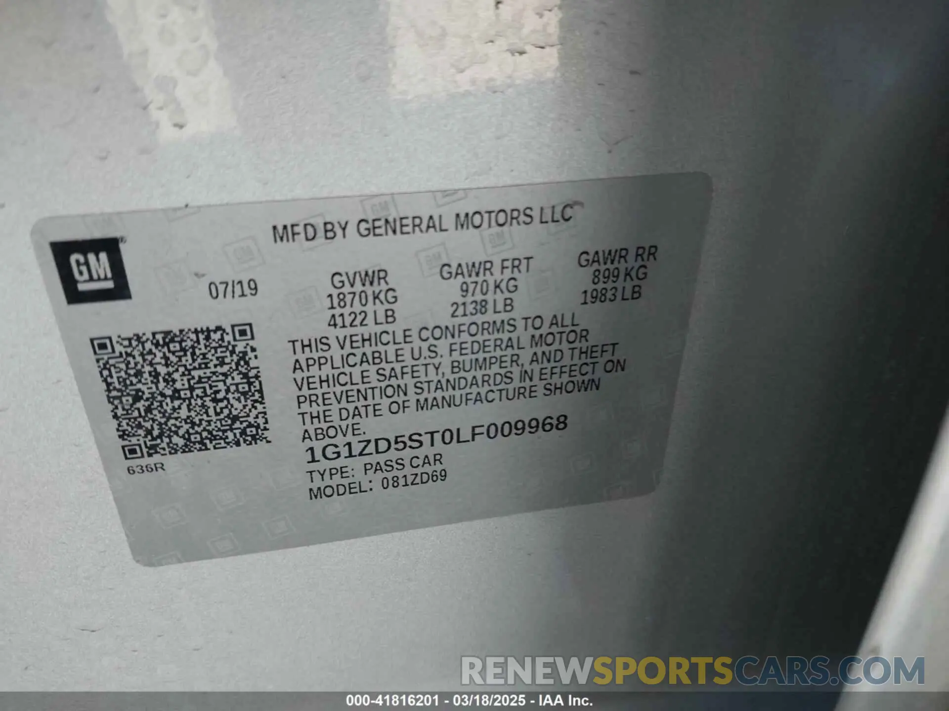 9 Photograph of a damaged car 1G1ZD5ST0LF009968 CHEVROLET MALIBU 2020