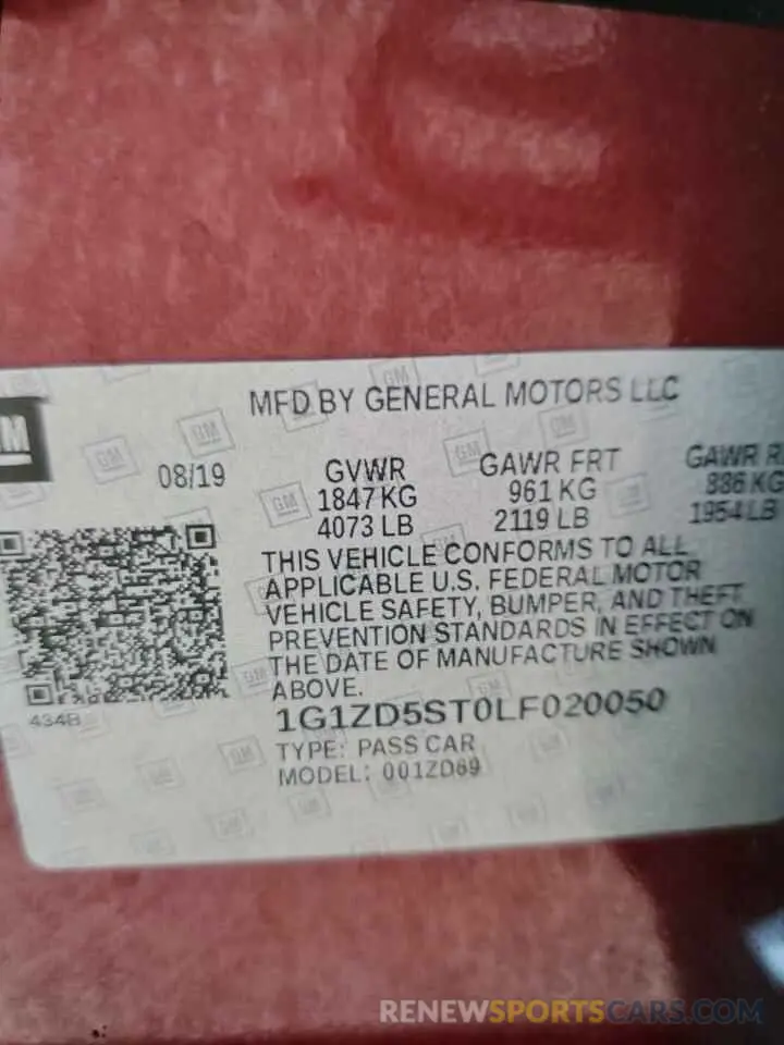 12 Photograph of a damaged car 1G1ZD5ST0LF020050 CHEVROLET MALIBU 2020