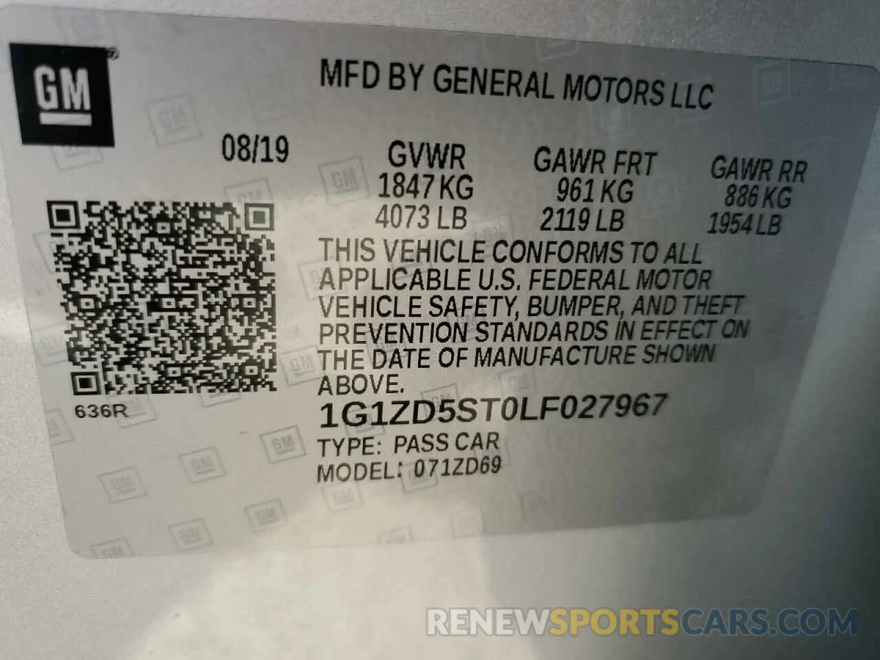 12 Фотография поврежденного автомобиля 1G1ZD5ST0LF027967 CHEVROLET MALIBU 2020