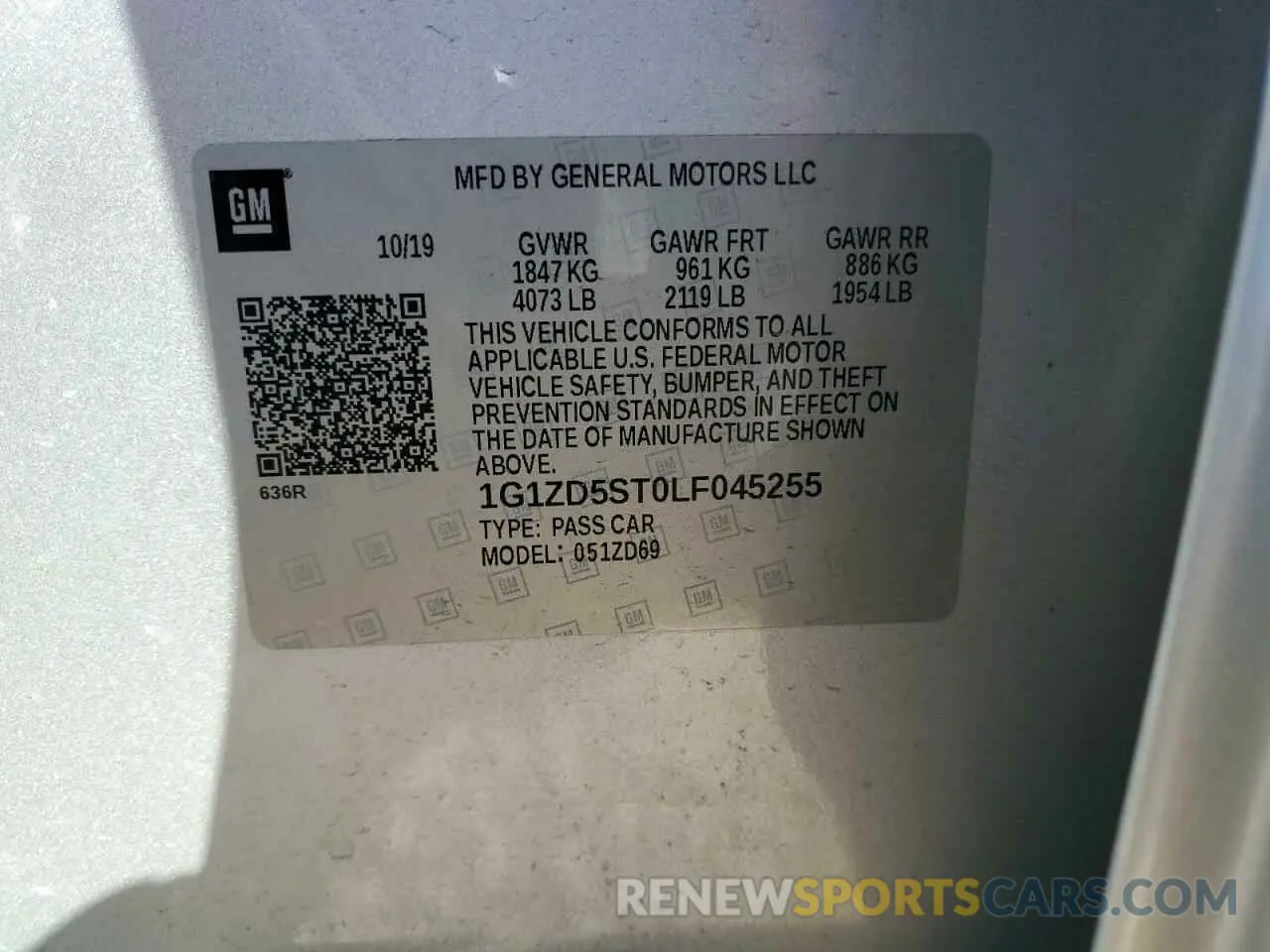 13 Photograph of a damaged car 1G1ZD5ST0LF045255 CHEVROLET MALIBU 2020