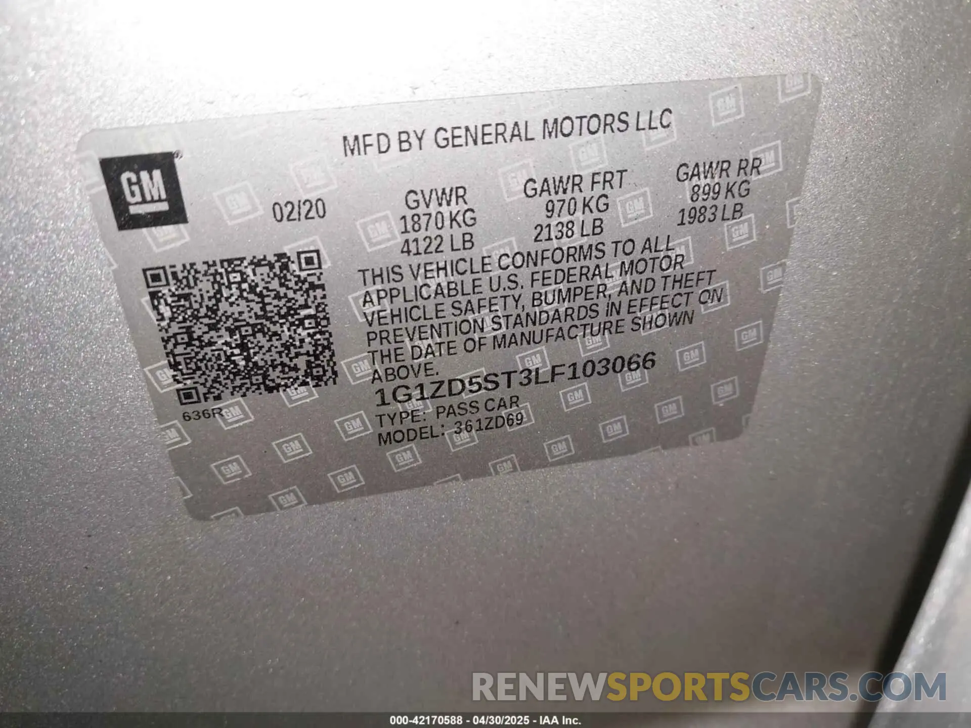 9 Photograph of a damaged car 1G1ZD5ST3LF103066 CHEVROLET MALIBU 2020