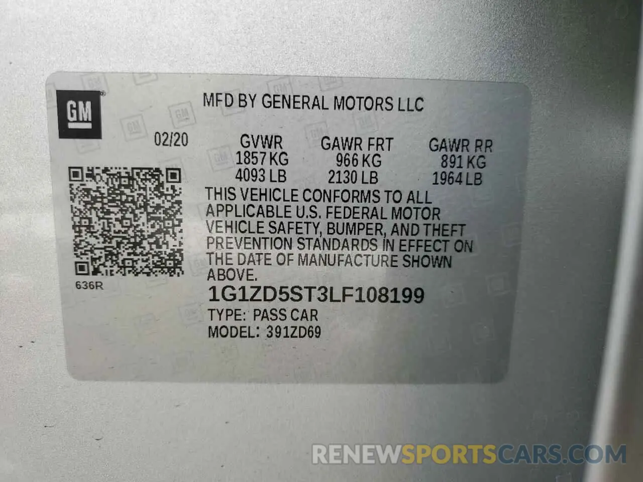 12 Photograph of a damaged car 1G1ZD5ST3LF108199 CHEVROLET MALIBU 2020