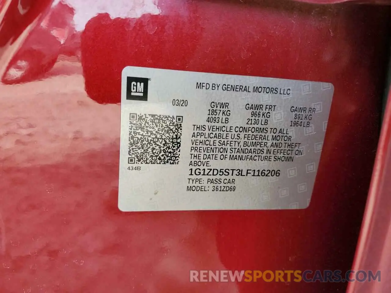 13 Photograph of a damaged car 1G1ZD5ST3LF116206 CHEVROLET MALIBU 2020