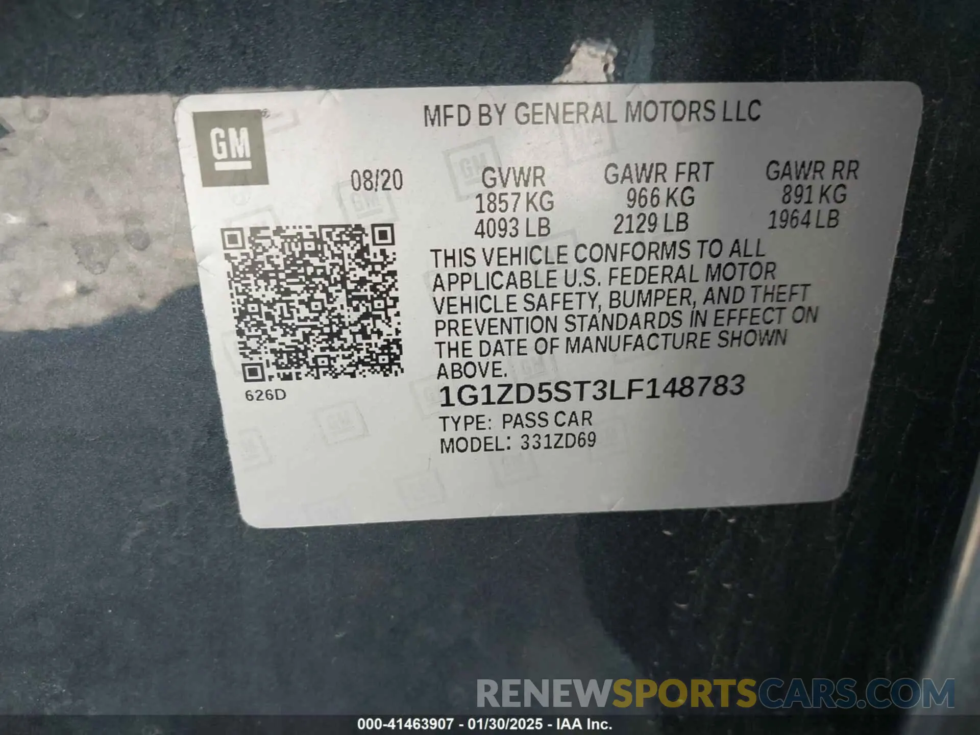 9 Photograph of a damaged car 1G1ZD5ST3LF148783 CHEVROLET MALIBU 2020