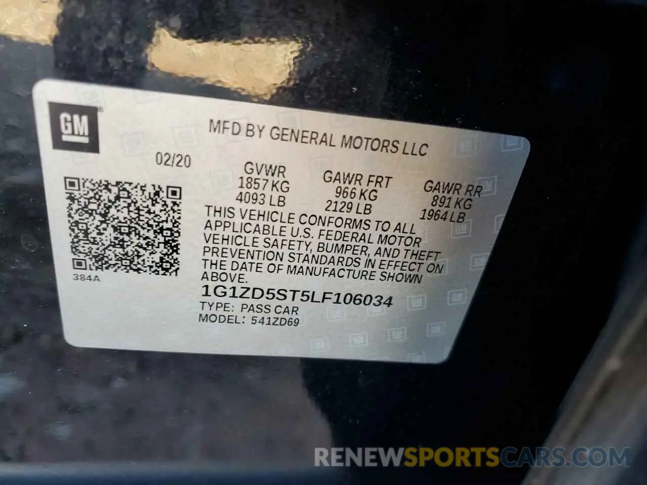 12 Photograph of a damaged car 1G1ZD5ST5LF106034 CHEVROLET MALIBU 2020