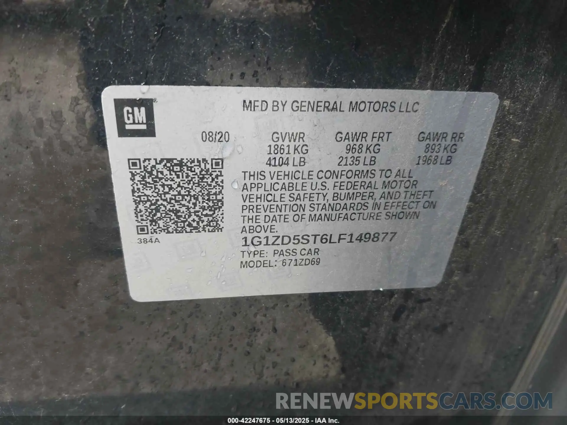 6 Photograph of a damaged car 1G1ZD5ST6LF149877 CHEVROLET MALIBU 2020
