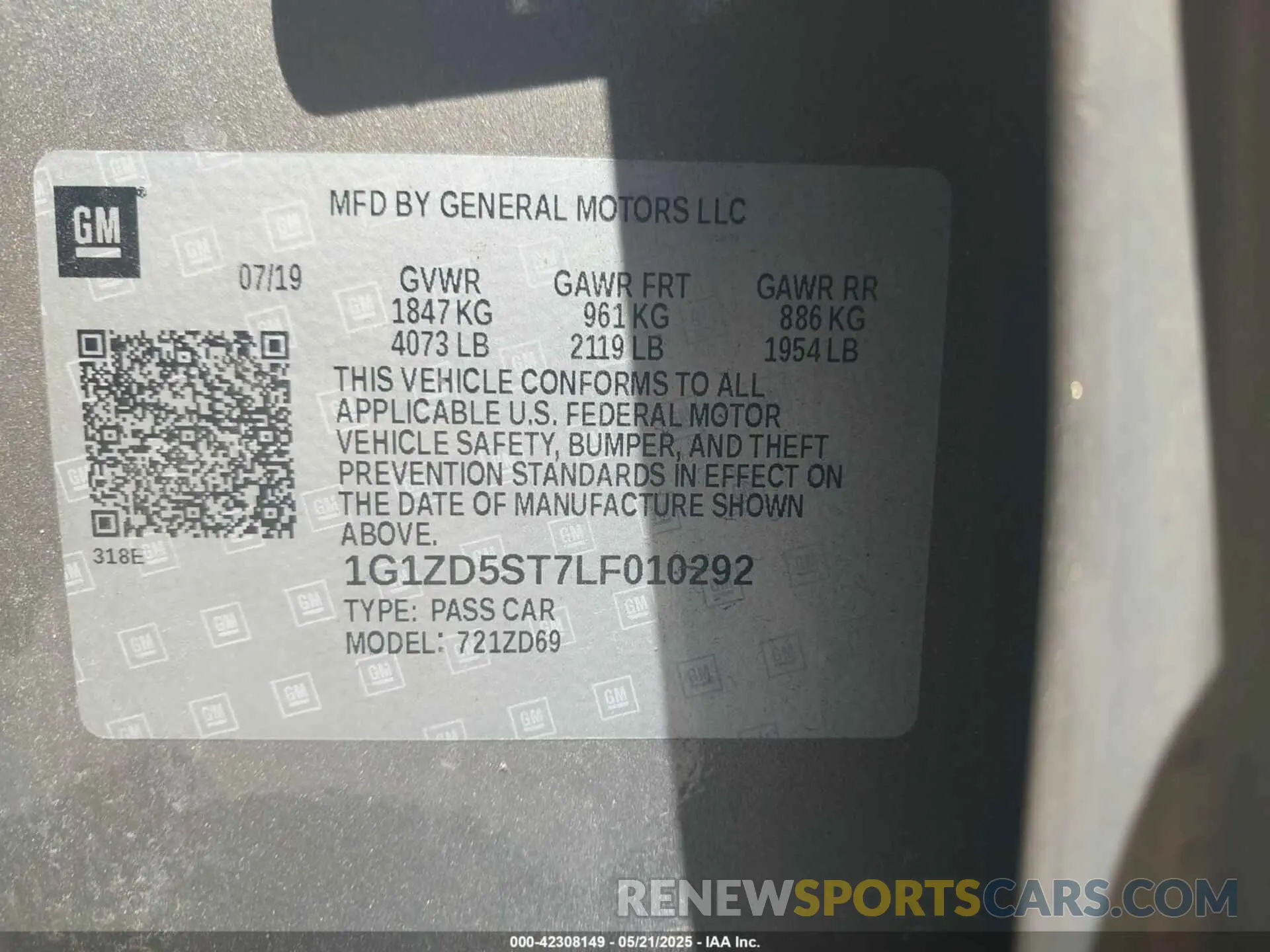 9 Фотография поврежденного автомобиля 1G1ZD5ST7LF010292 CHEVROLET MALIBU 2020