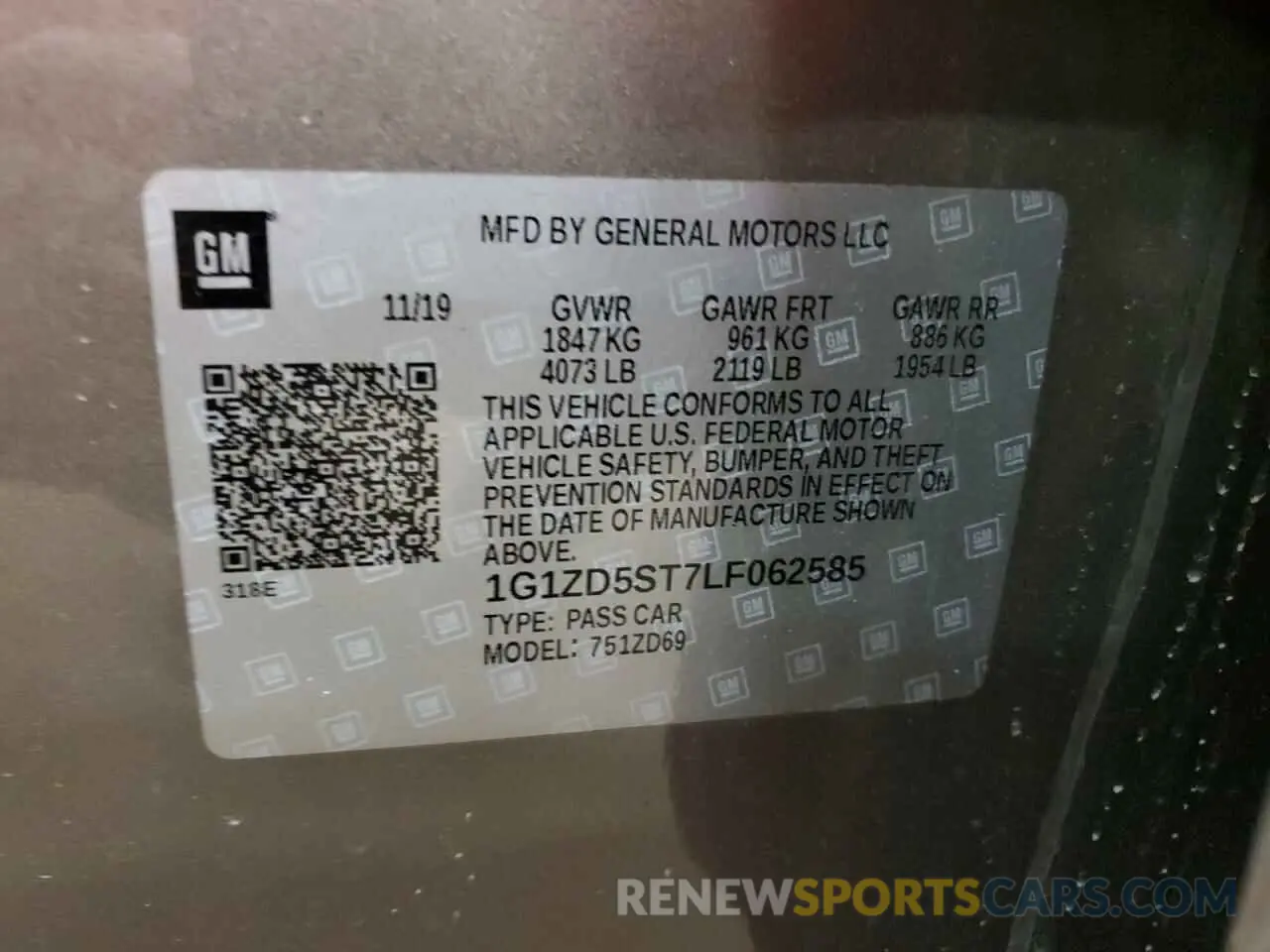 14 Фотография поврежденного автомобиля 1G1ZD5ST7LF062585 CHEVROLET MALIBU 2020