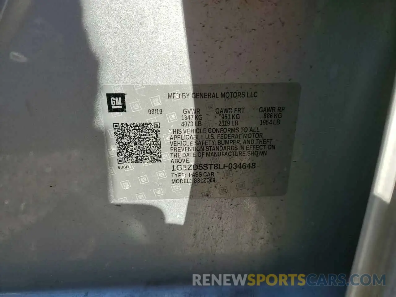 12 Photograph of a damaged car 1G1ZD5ST8LF034648 CHEVROLET MALIBU 2020